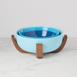 Lenox Heritage Lenox Heritage 24 Seven Turquoise 3-Piece Nesting Bowl Set with Wood Stand