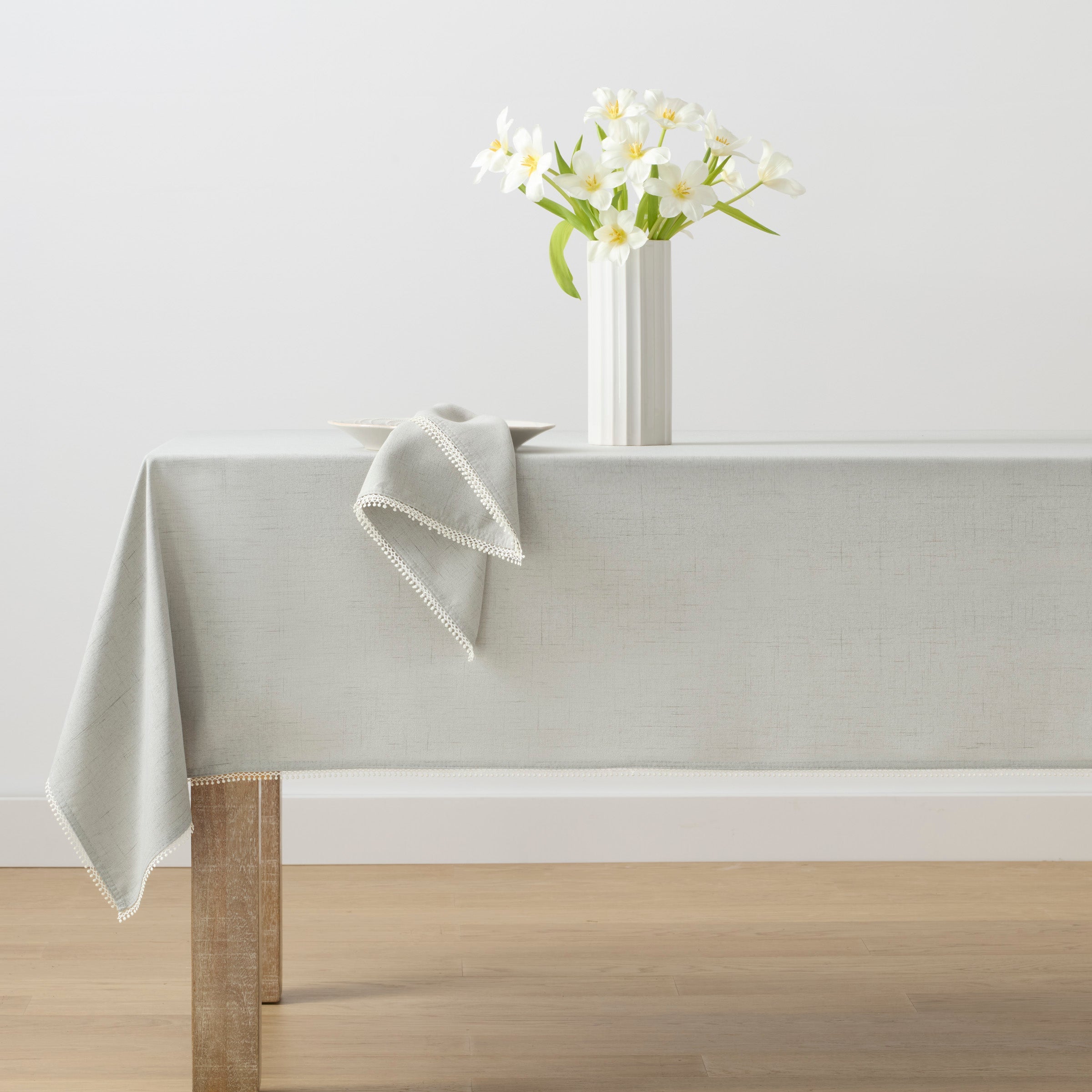 Lenox Heritage Lenox Heritage French Perle Solid Dove Grey 60x102 Tablecloth - Image 2