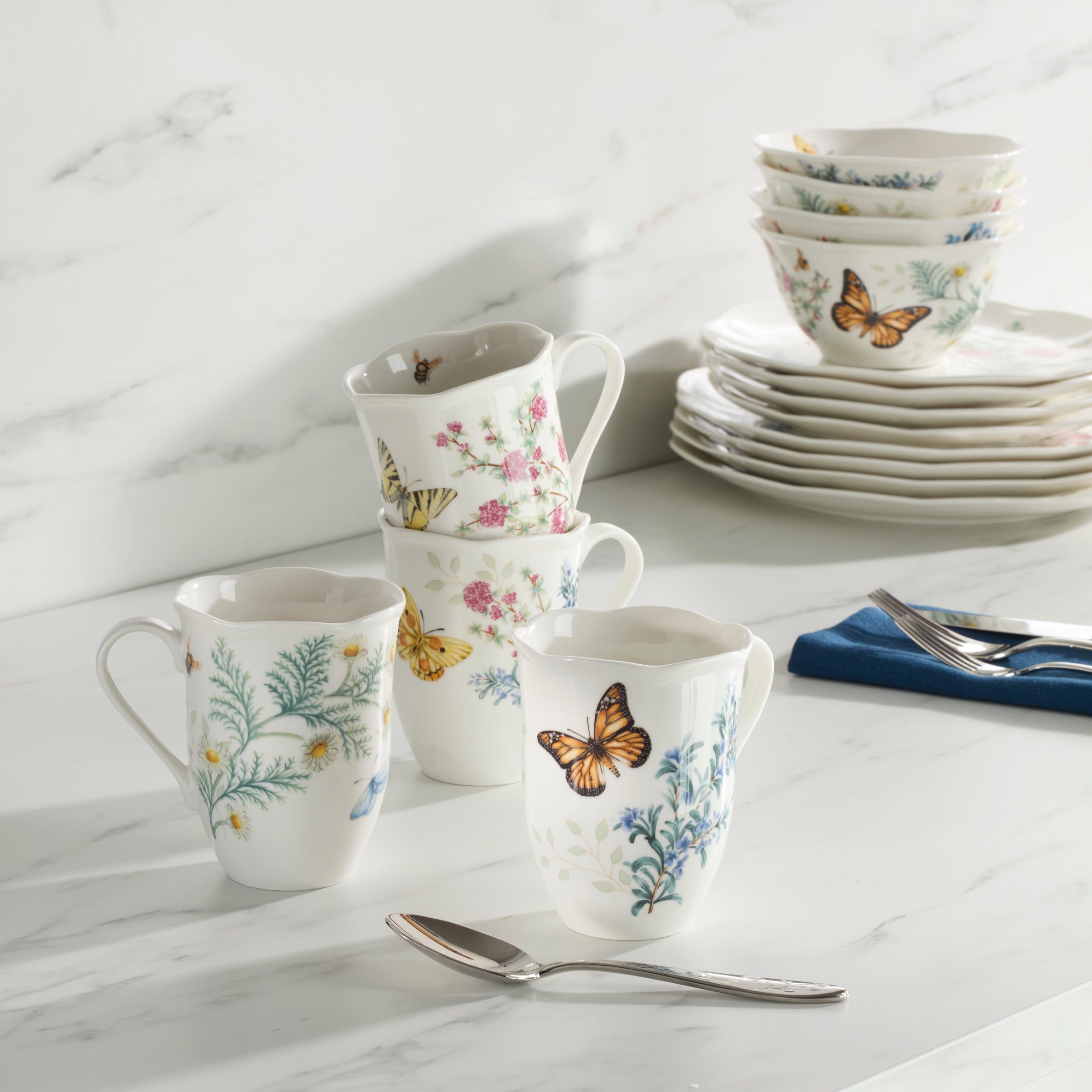 Lenox Heritage Lenox Heritage Butterfly Meadow Herbs Mugs, Set of 4 - Image 3