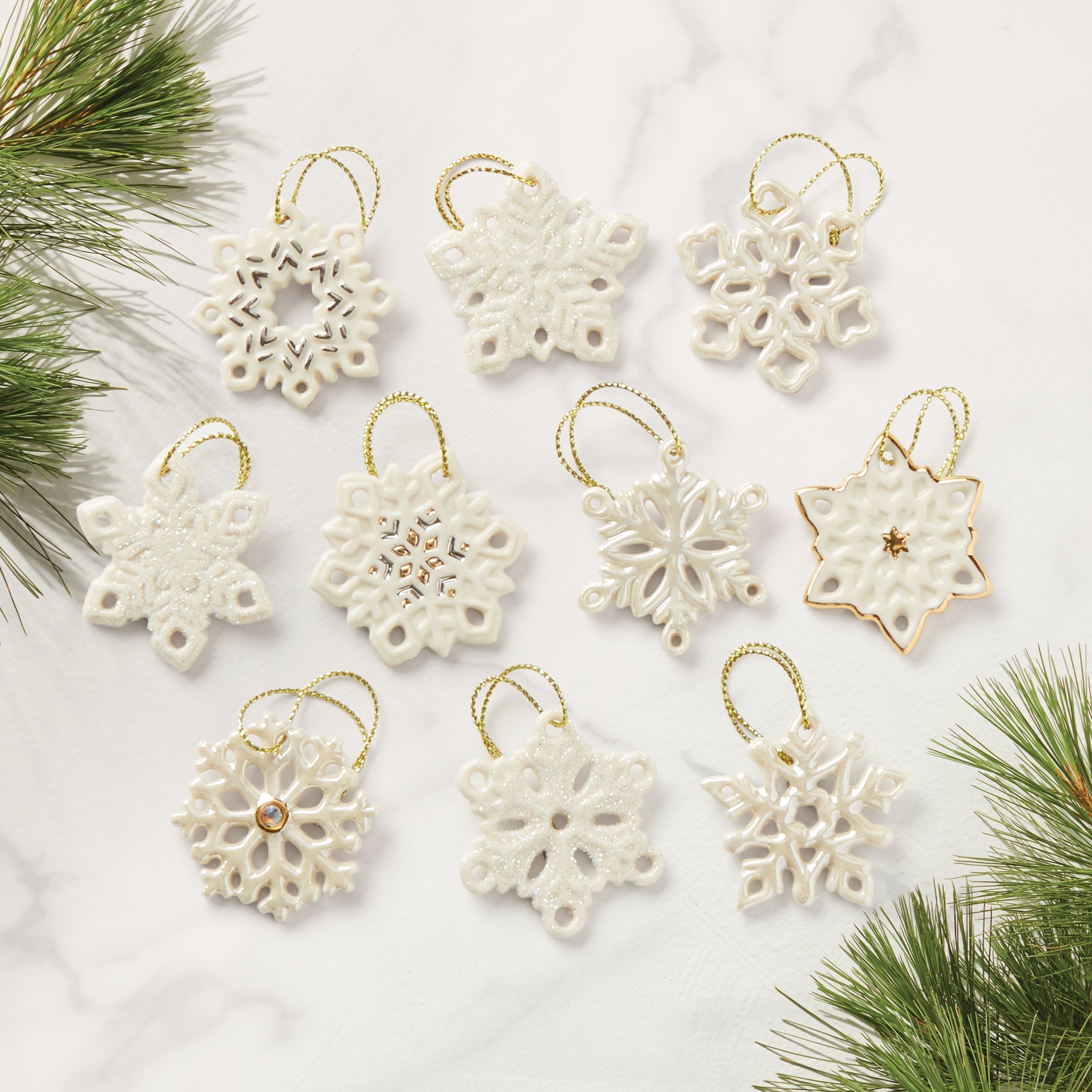 Lenox Heritage Lenox Heritage Snowflake 10-Piece Mini Ornament Set - Image 2