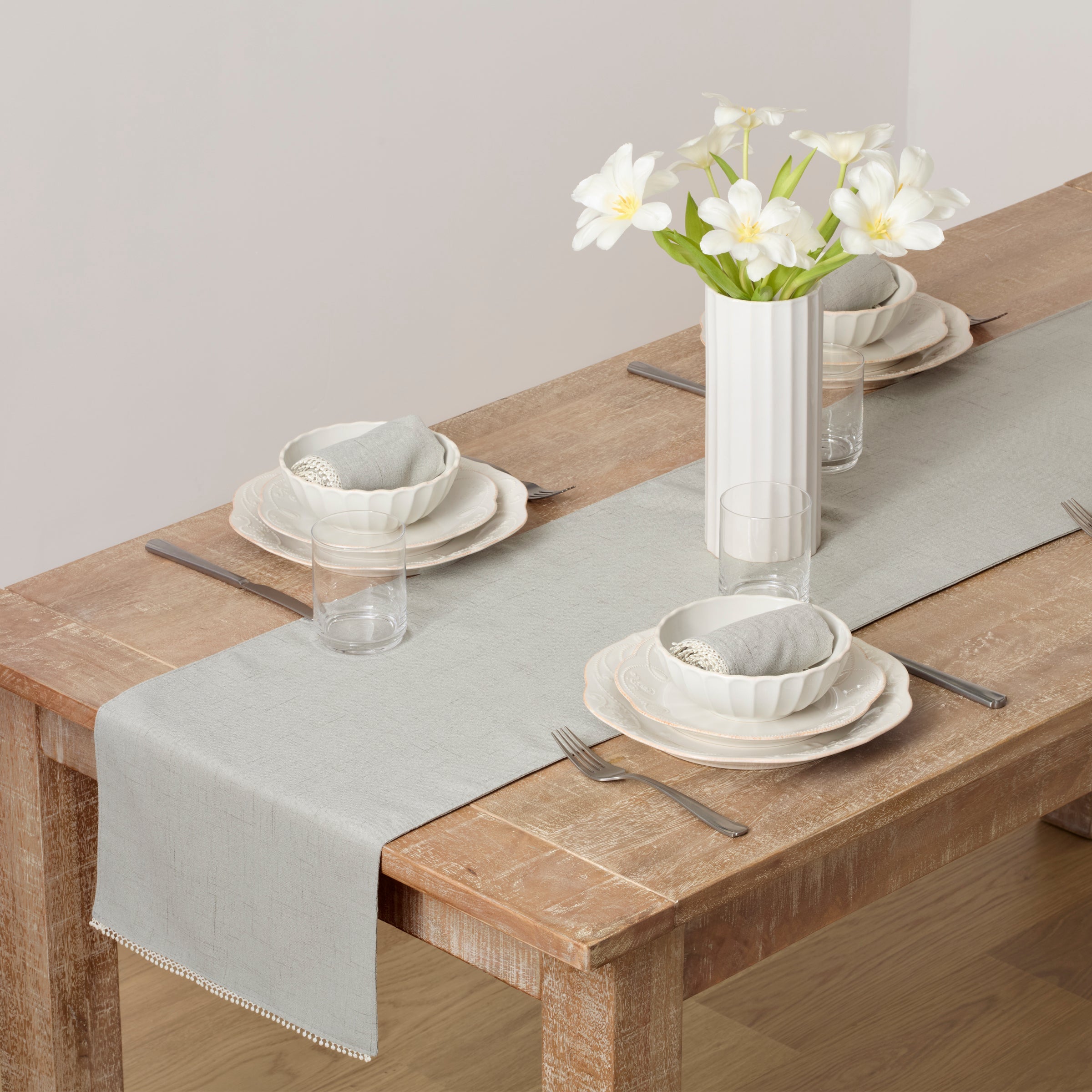 Lenox Heritage Lenox Heritage French Perle Solid Dove Grey 14x90 Table Runner