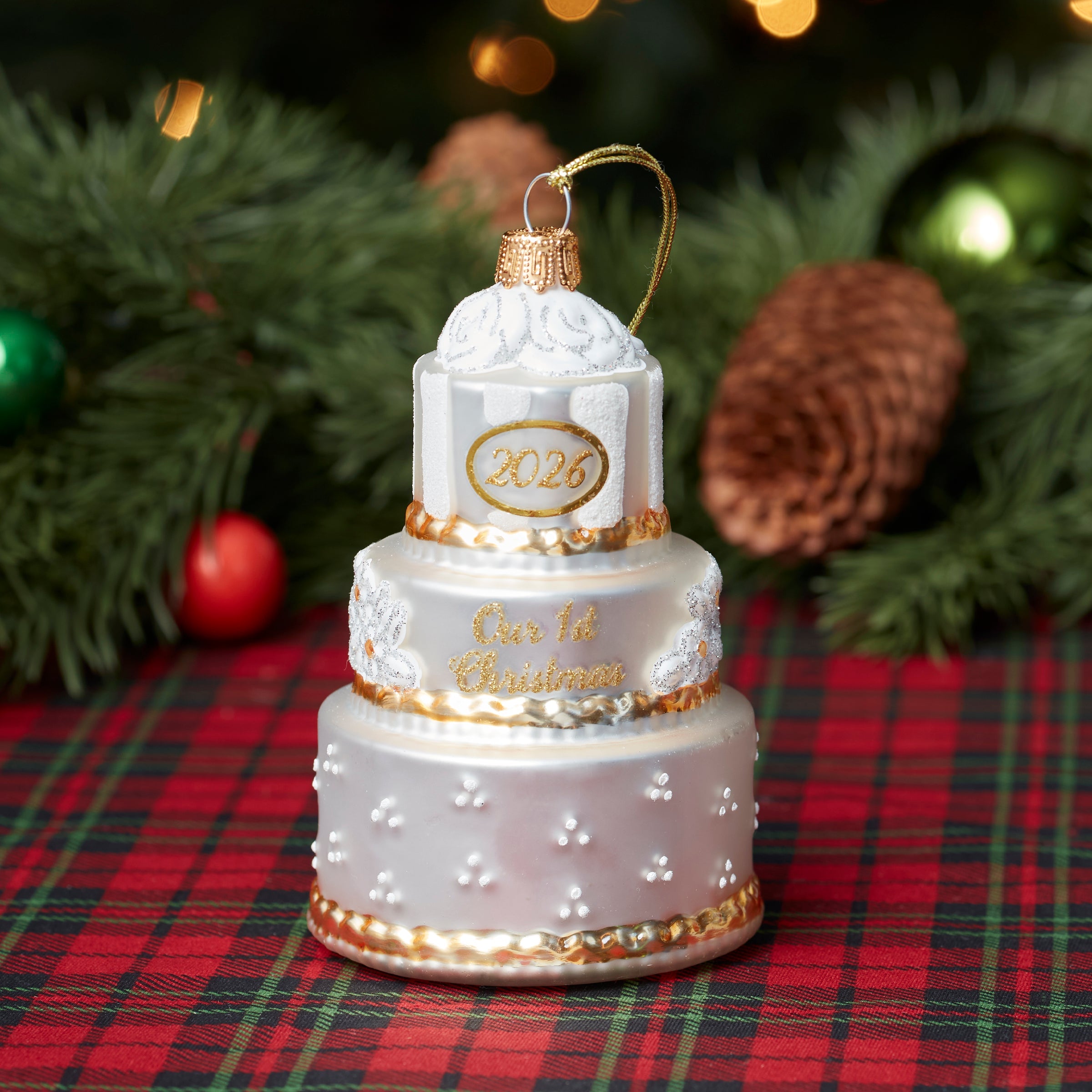 Lenox Heritage Lenox Heritage 2026 Retro Blown Glass Our 1st Christmas Wedding Ornament - Image 2