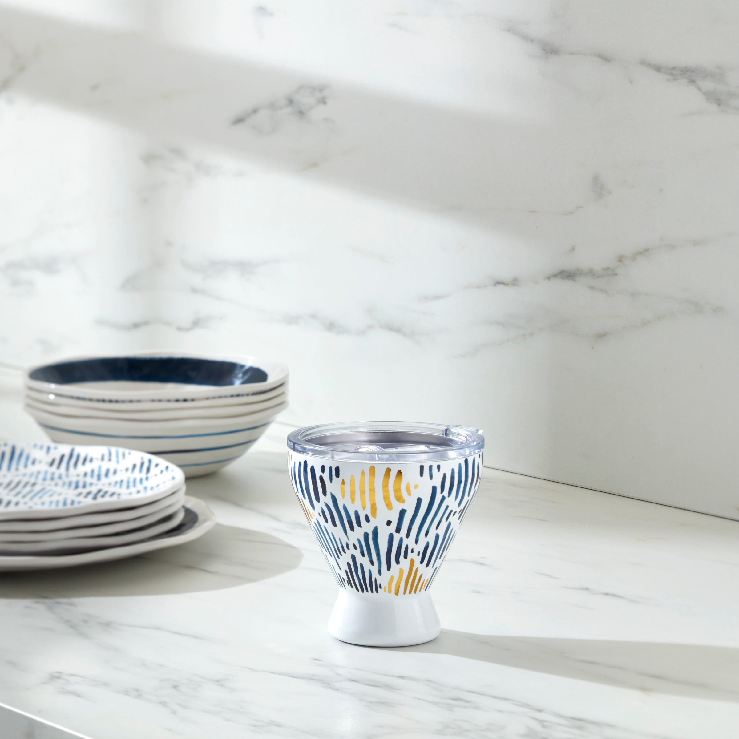 Lenox Heritage Lenox Heritage Blue Bay Ikat Stainless Steel Cocktail Tumbler - Image 2