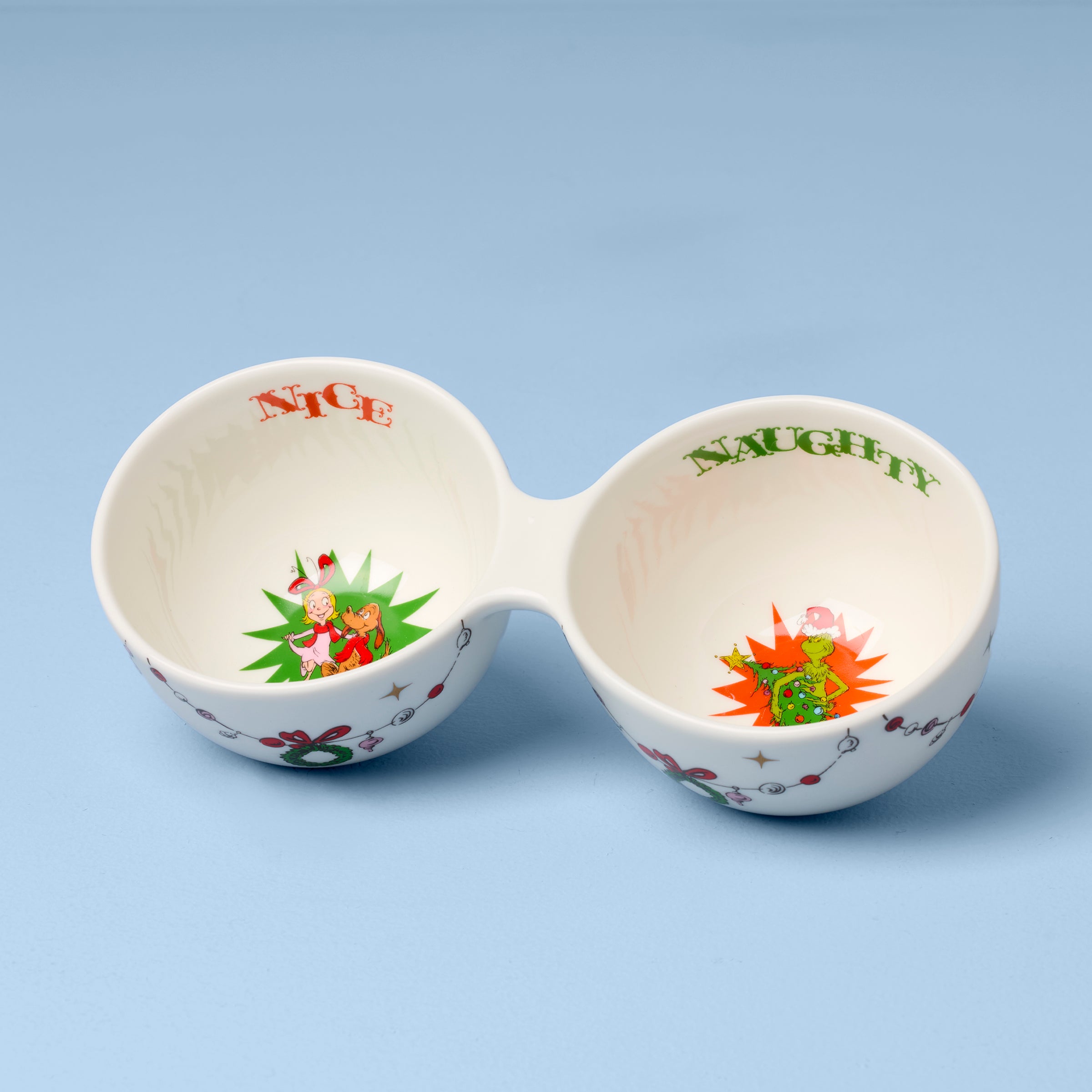 Lenox Heritage Lenox Heritage Merry Grinchmas Naughty or Nice Double Dip Bowl - Image 2