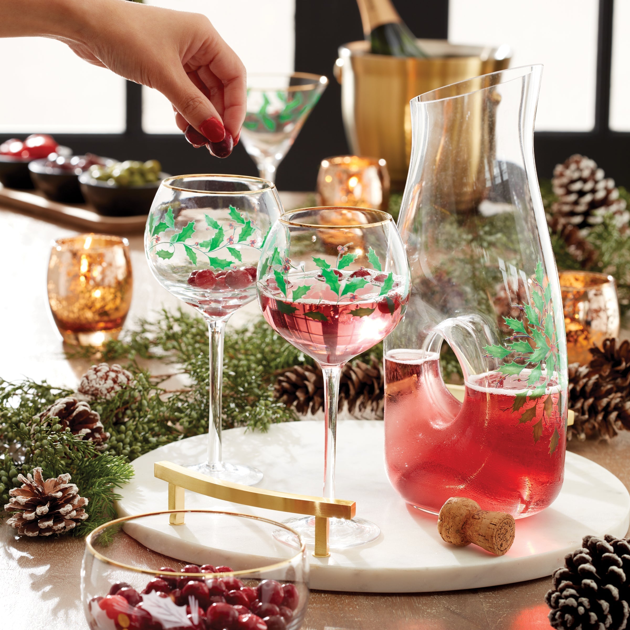 Lenox Heritage Lenox Heritage Holiday 3-Piece Decanter & Wine Glass Set - Image 2