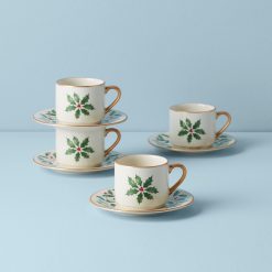 Lenox Heritage Lenox Heritage Holiday Espresso Cup & Saucer, Set of 4