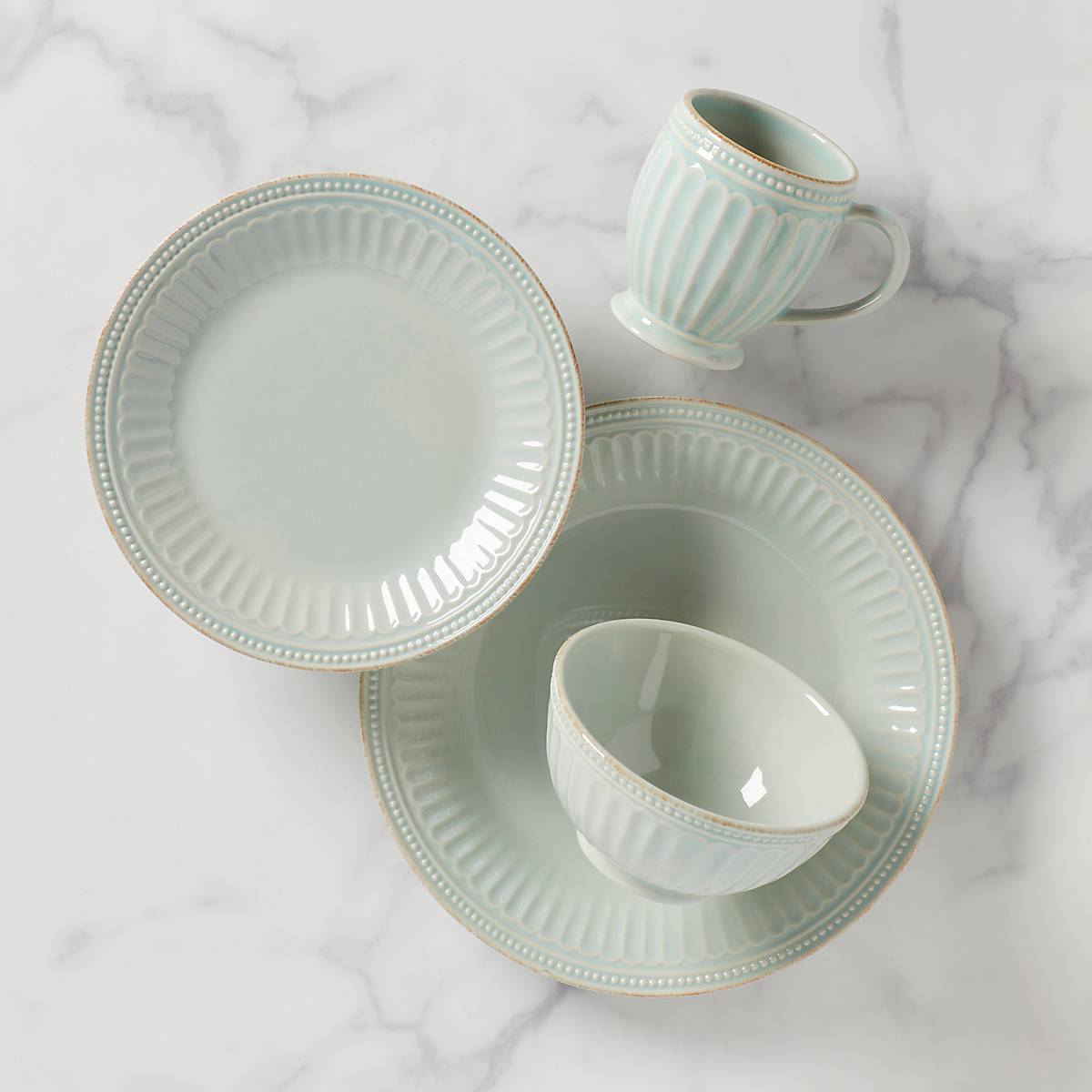 Lenox Heritage Lenox Heritage French Perle Groove Ice Blue 4-Piece Place Setting