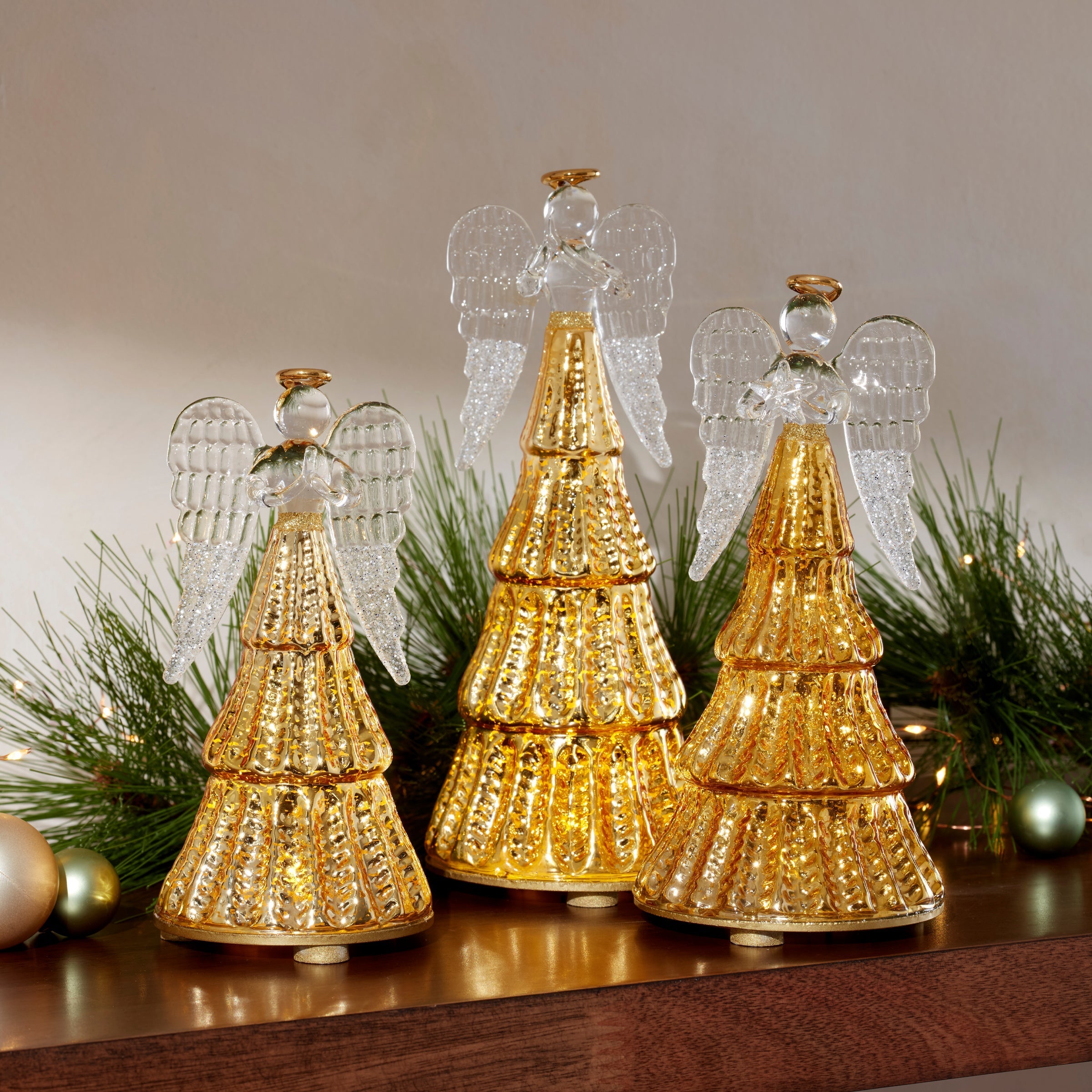 Lenox Heritage Lenox Heritage Radiant Light Lit Angel Figurines 3-Piece Set - Image 4