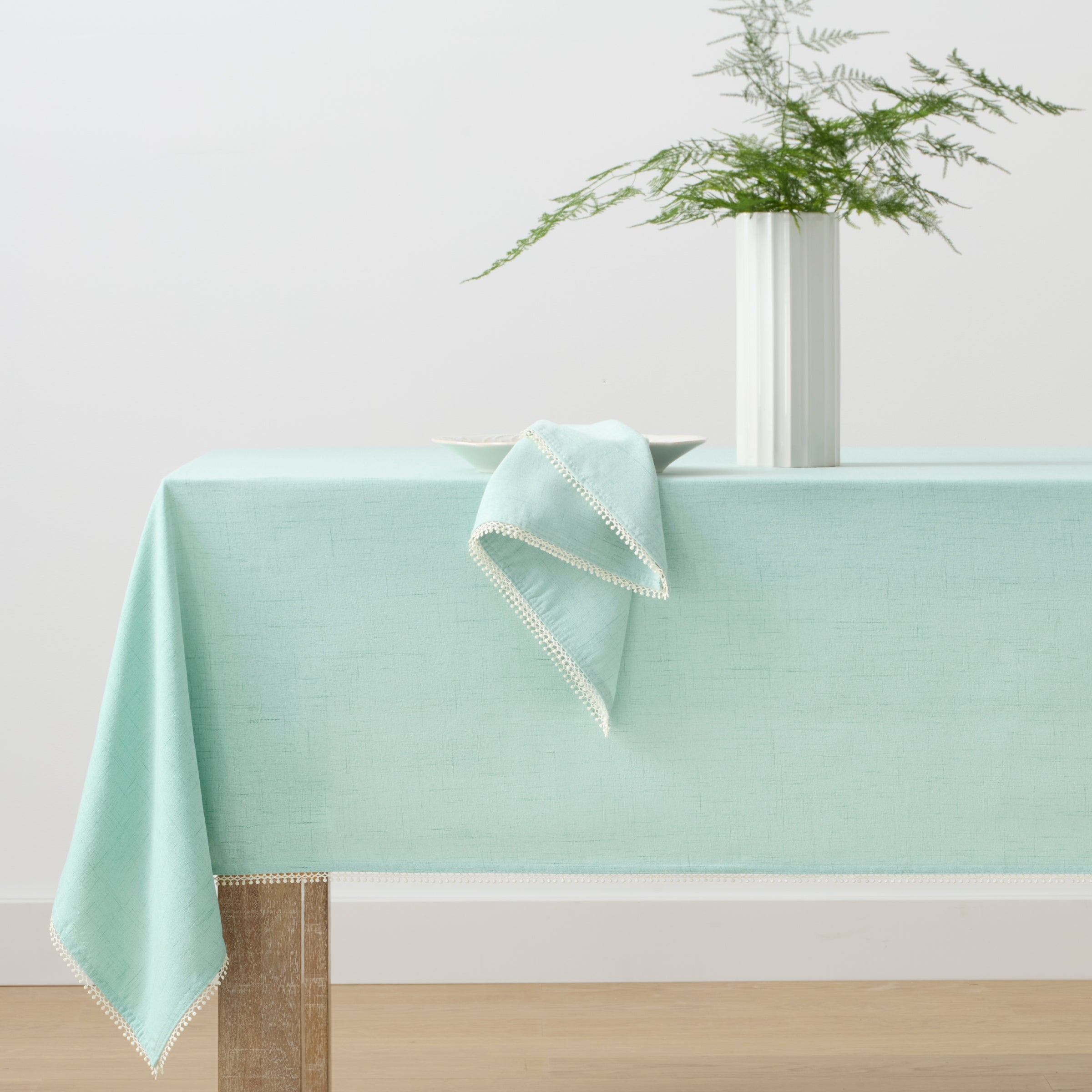 Lenox Heritage Lenox Heritage French Perle Solid Ice Blue 60x120 Tablecloth - Image 2
