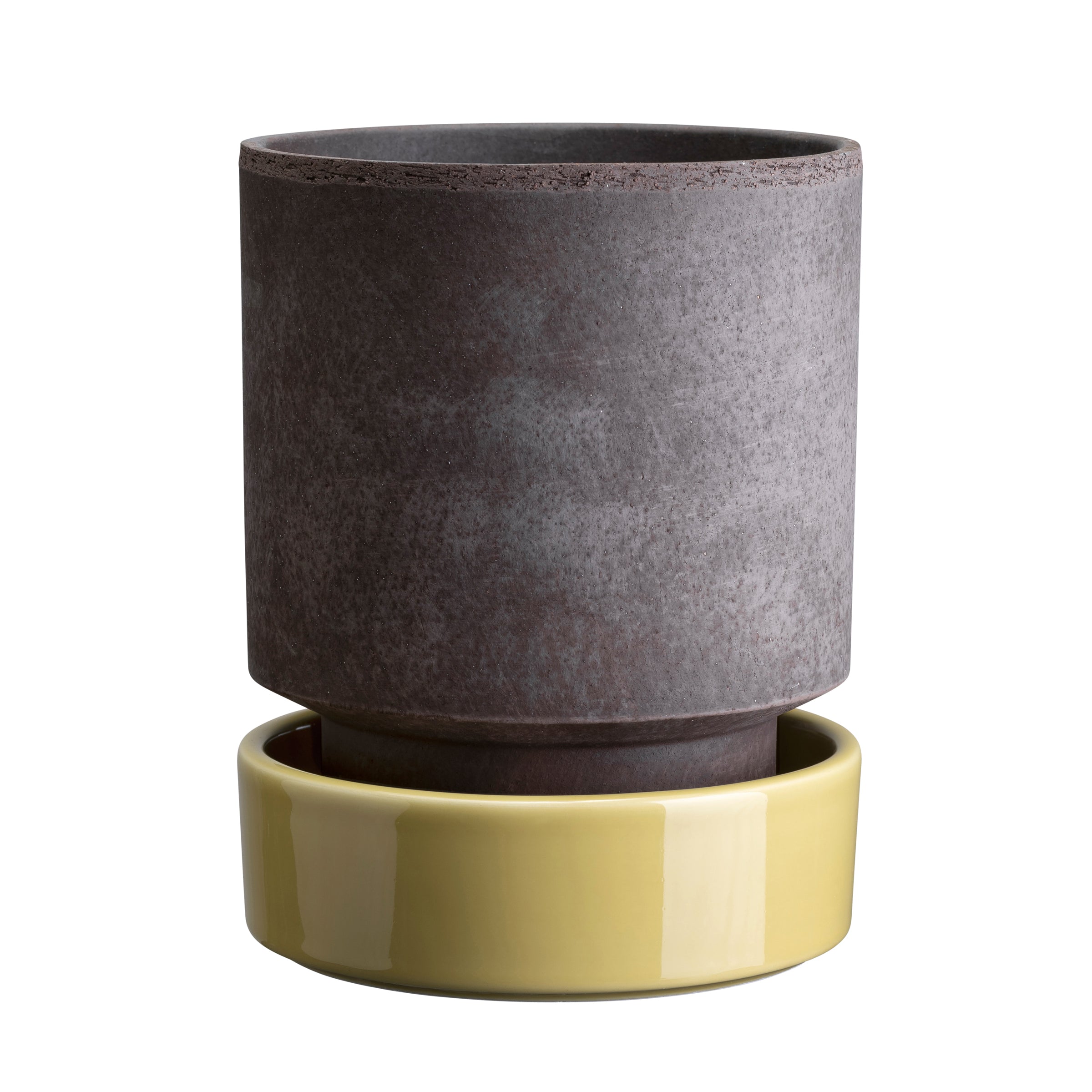Lenox Heritage Lenox Heritage Hoff Raw Grey & Glazed Pale Yellow 14cm Pot with Saucer