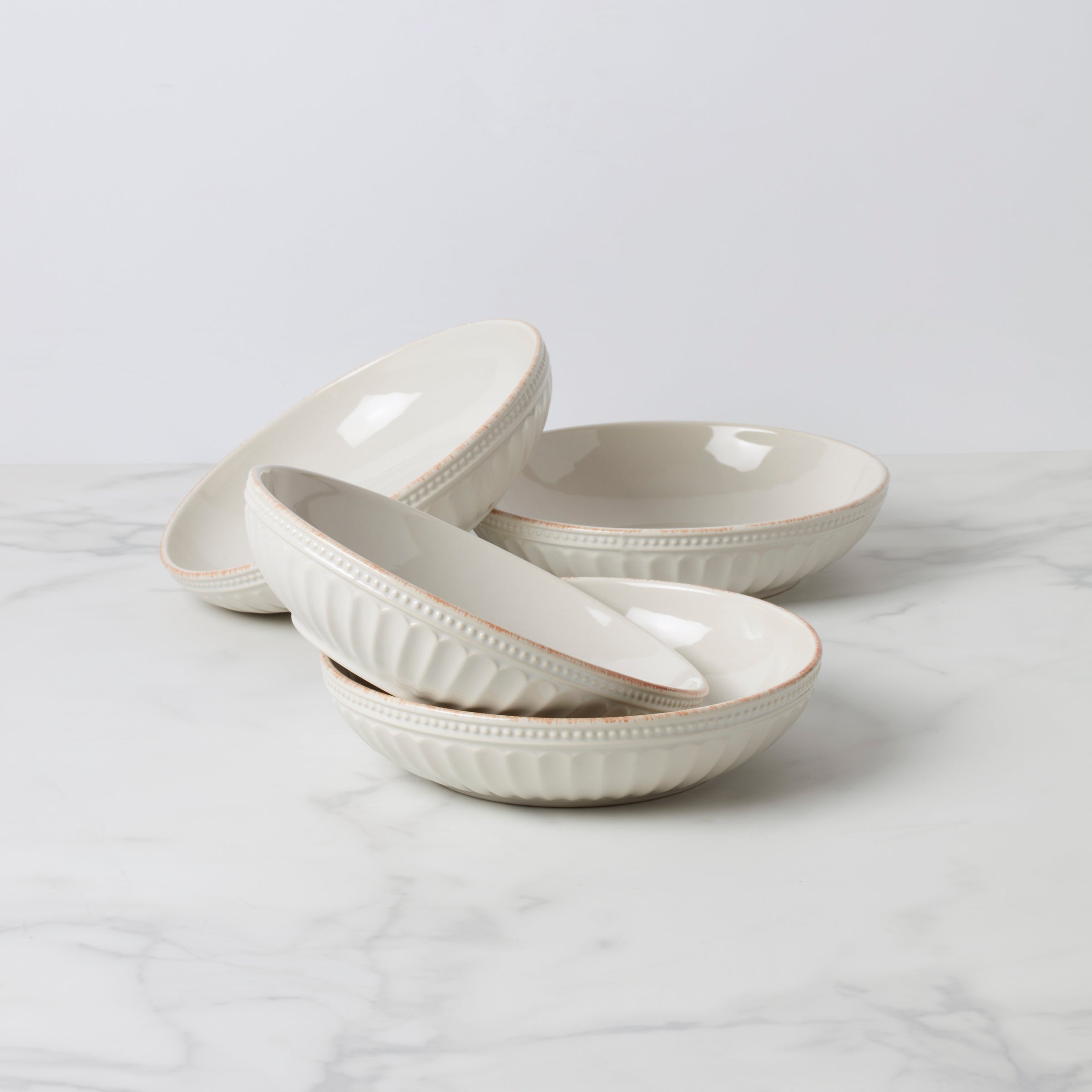 Lenox Heritage Lenox Heritage French Perle Groove White Pasta Bowls, Set of 4