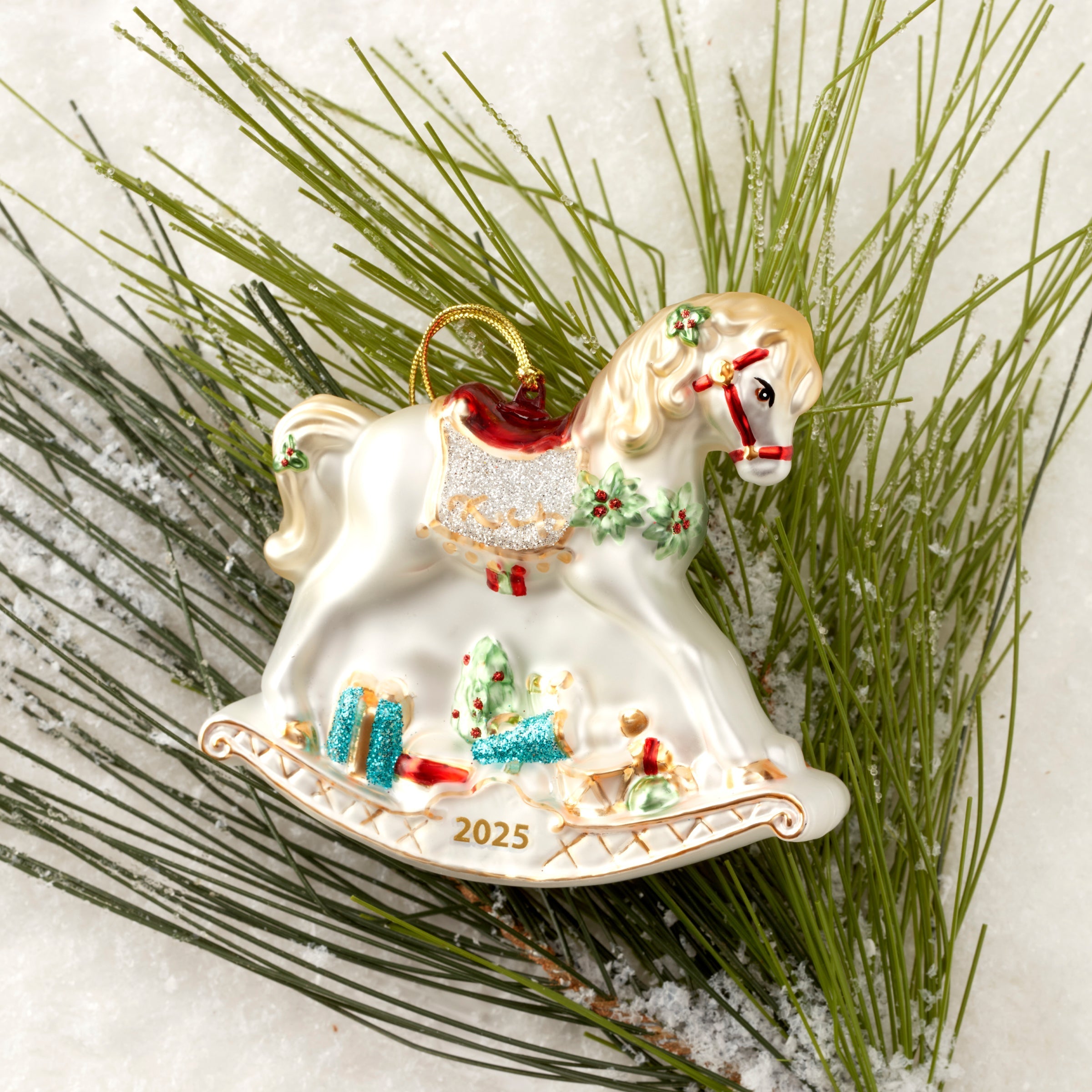 Lenox Heritage Lenox Heritage 2025 Blown Glass Baby's 1st Rocking Horse Ornament - Image 2