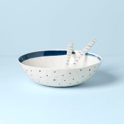 Lenox Heritage Lenox Heritage Blue Bay Melamine Salad Bowl With Servers