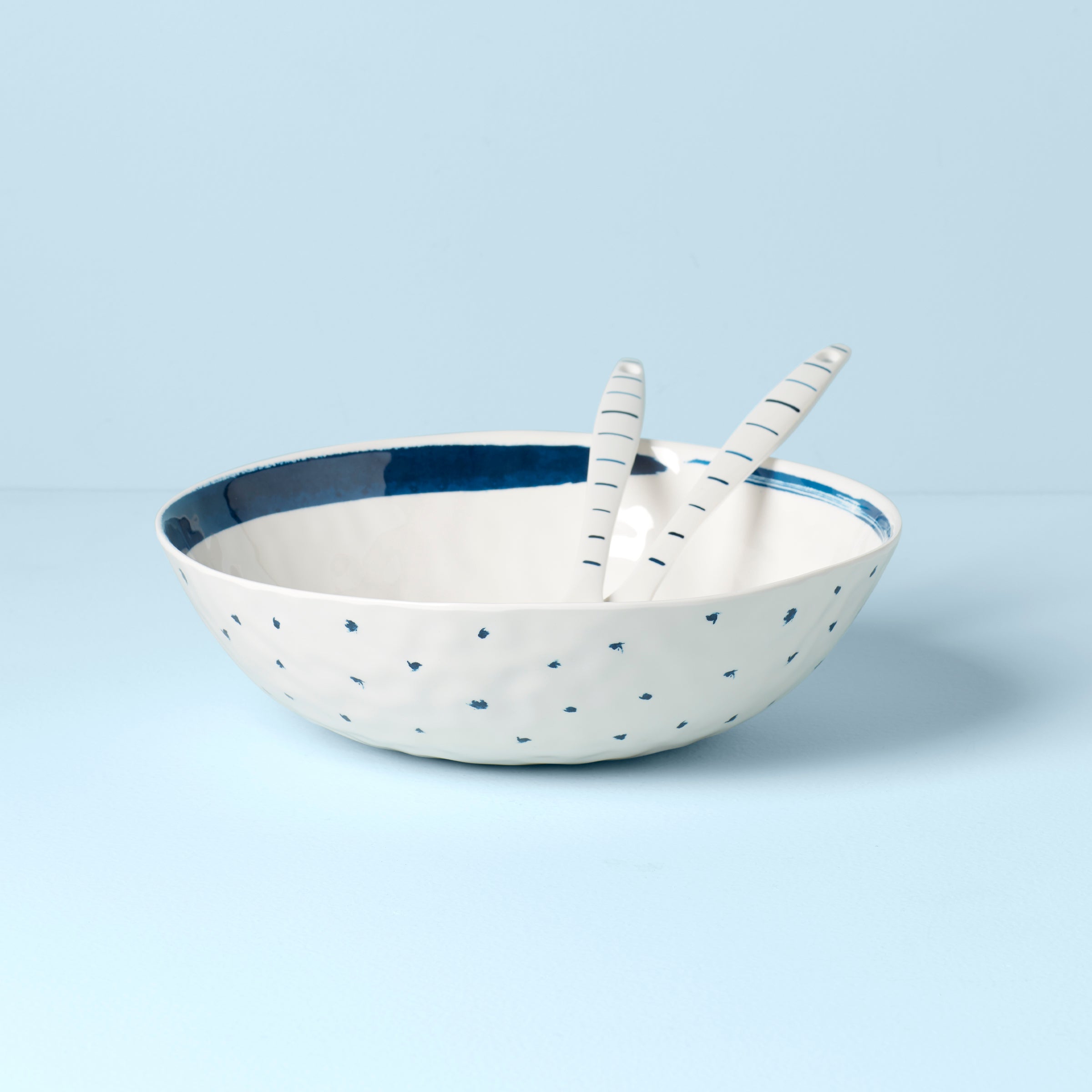 Lenox Heritage Lenox Heritage Blue Bay Melamine Salad Bowl With Servers