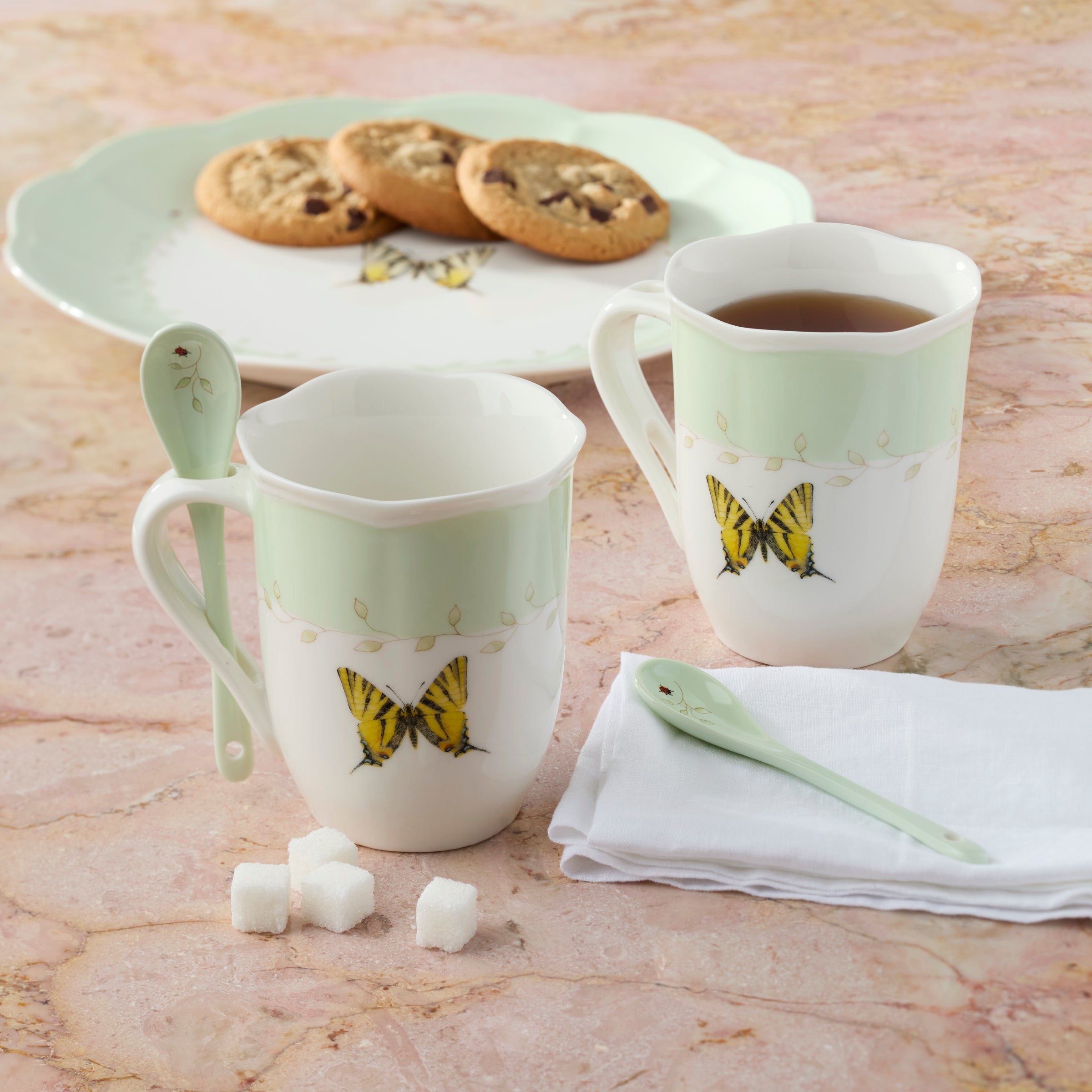 Lenox Heritage Lenox Heritage Butterfly Meadow Green Mugs with Spoons, Set of 2 - Image 5