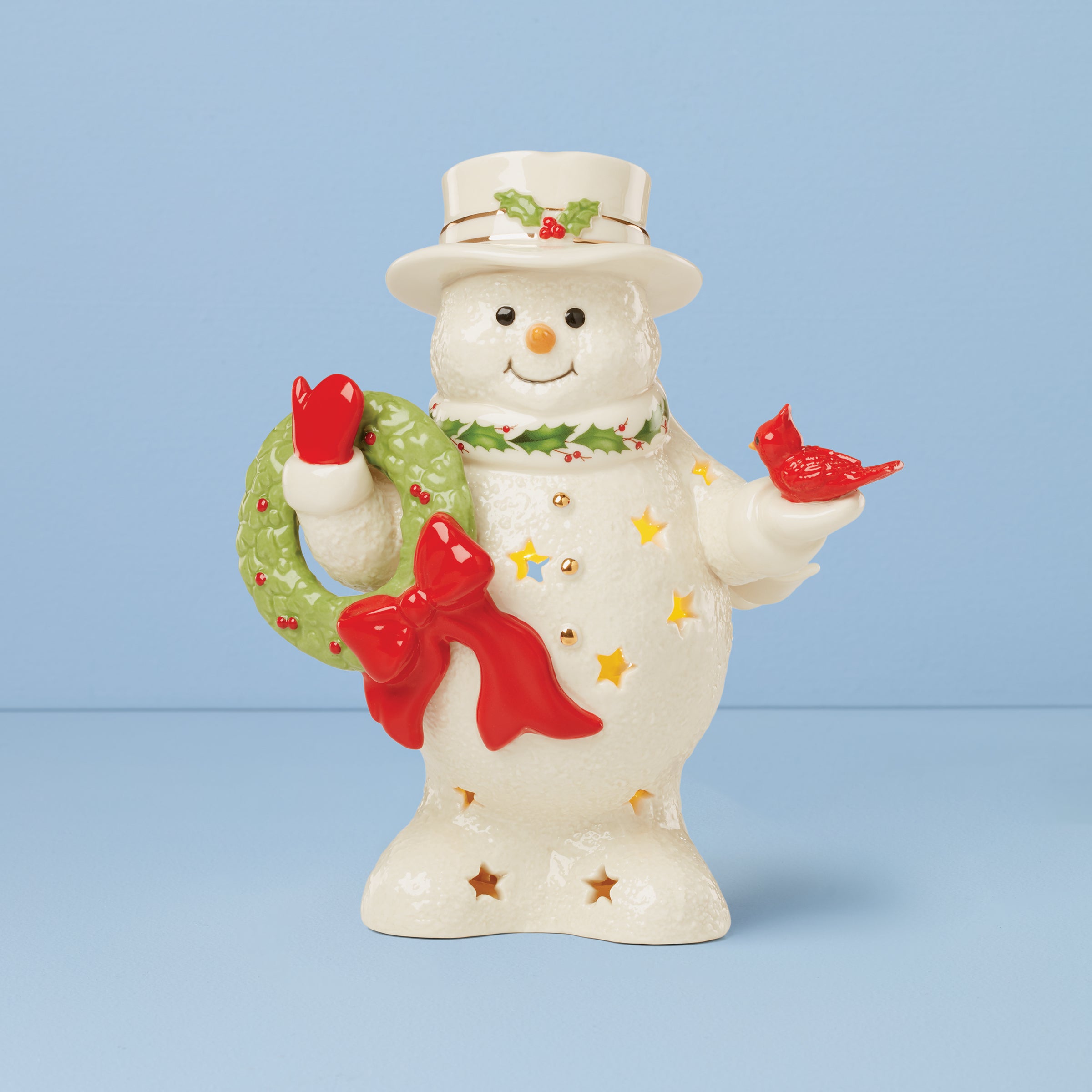 Lenox Heritage Lenox Heritage Happy Holly Days Snowman Holding Wreath Figurine