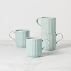 Lenox Heritage Lenox Heritage French Perle Scallop Ice Blue Mugs, Set of 4