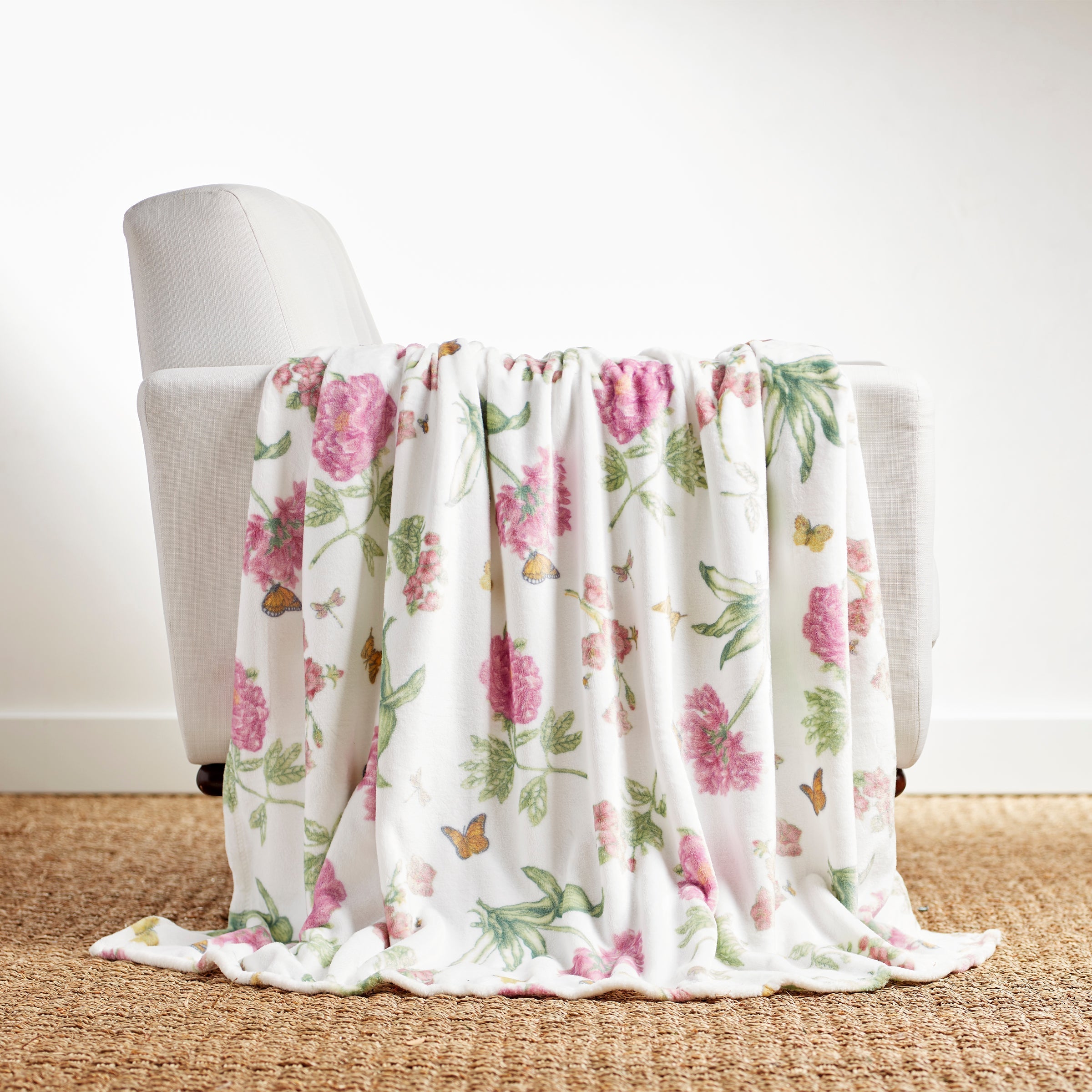 Lenox Heritage Lenox Heritage Butterfly Meadow Bloom Pink Throw Blanket - Image 2
