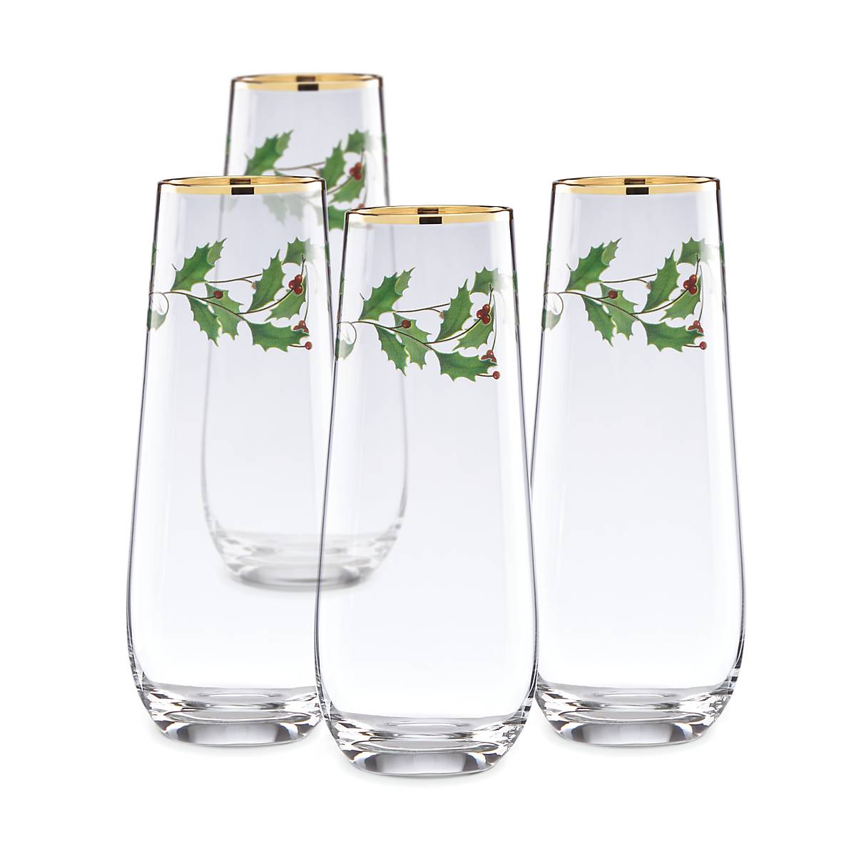 Lenox Heritage Lenox Heritage Holiday Stemless Flute Glasses, Set of 4 - Image 2