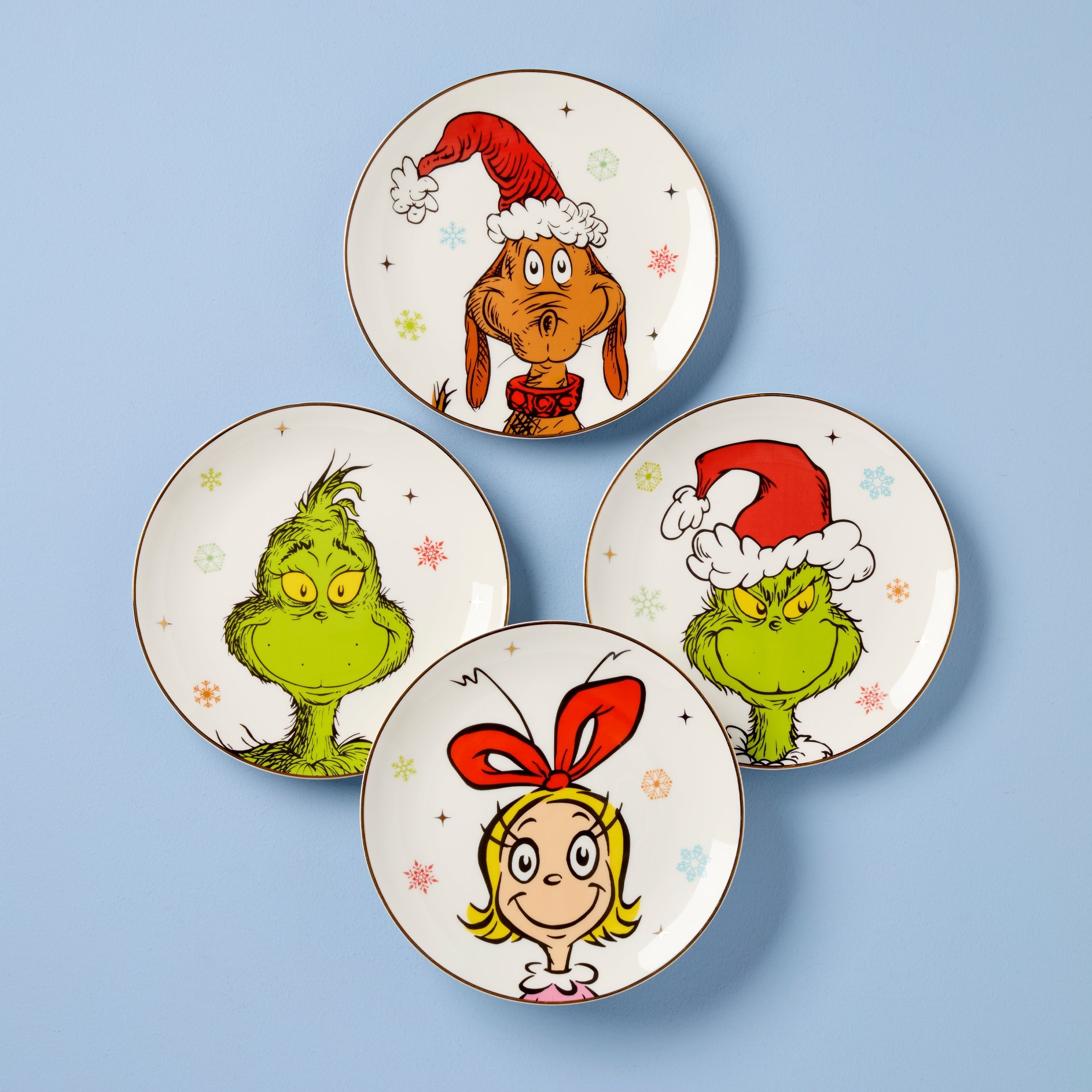 Lenox Heritage Lenox Heritage Merry Grinchmas Grinchie Grins Accent Plates, Set of 4