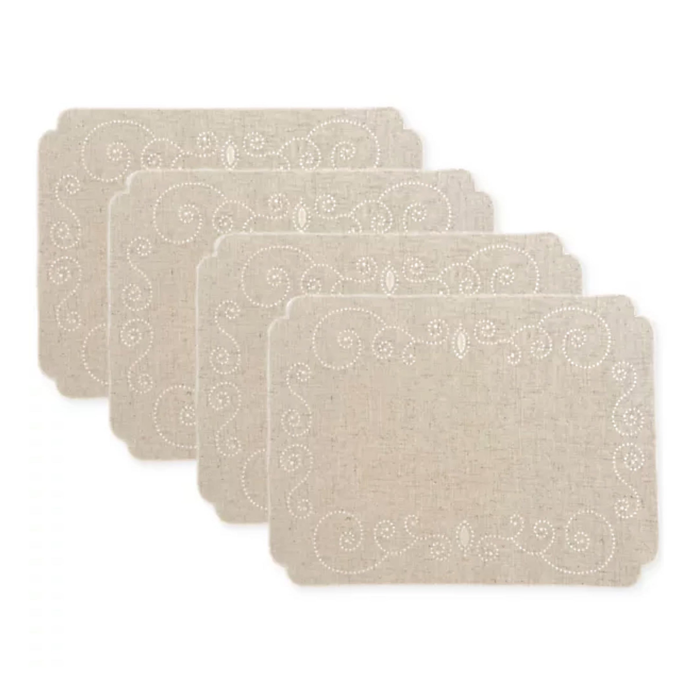 Lenox Heritage Lenox Heritage French Perle Linen Embroidered Placemats, Set of 4
