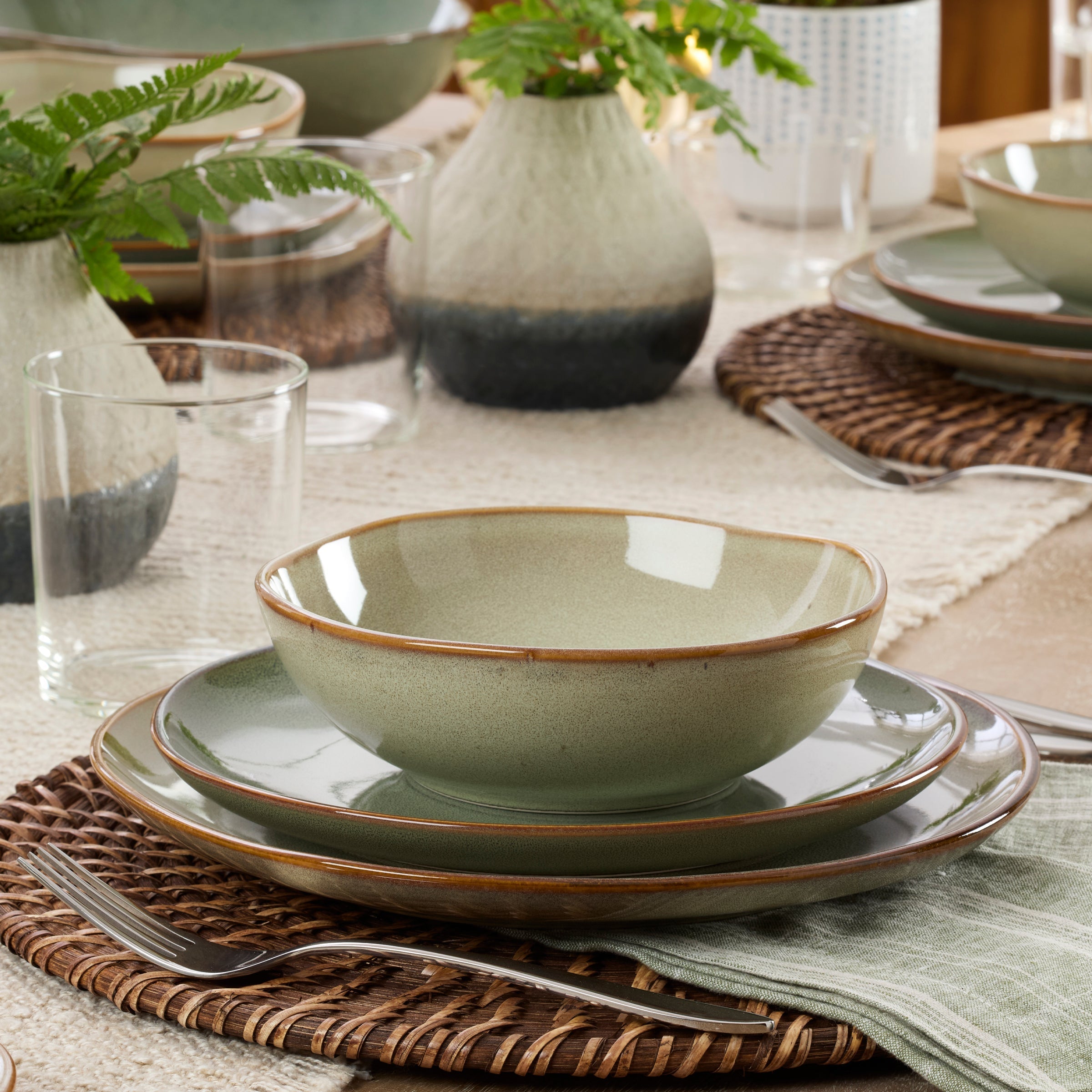 Lenox Heritage Lenox Heritage Organic Shades Sage Green 12-Piece Dinnerware Set - Image 3