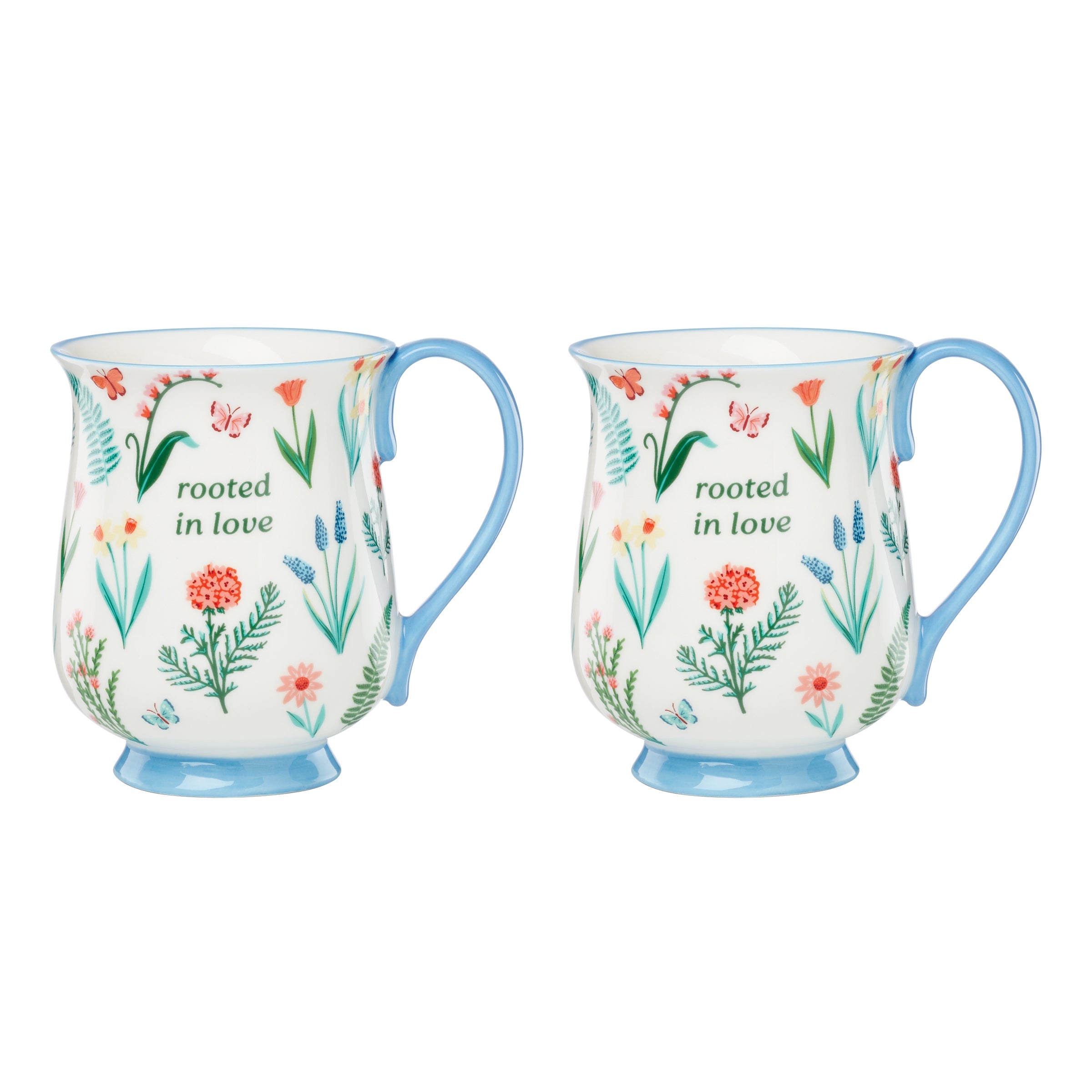 Lenox Heritage Lenox Heritage First Blooms Blue Mugs, Set of 2