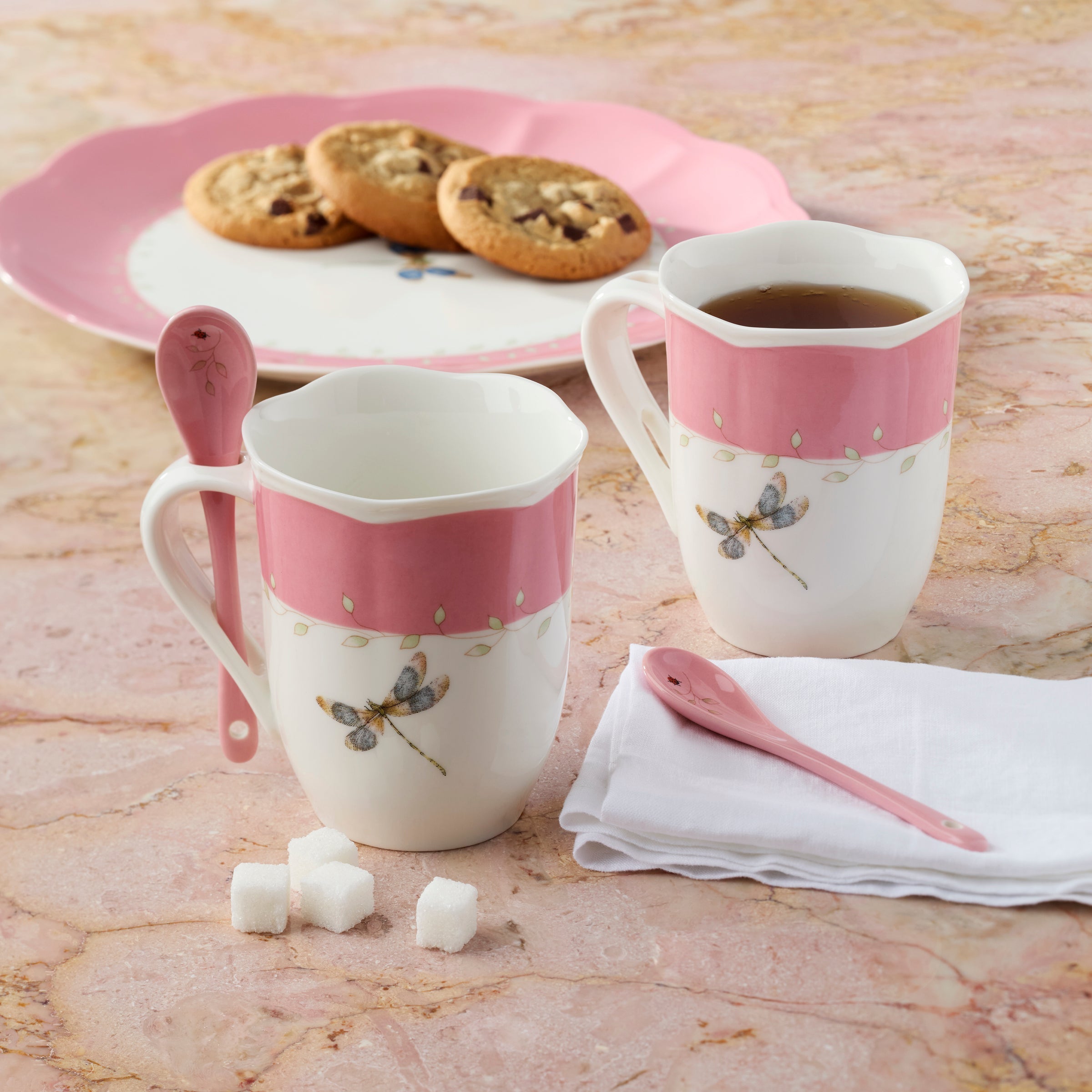 Lenox Heritage Lenox Heritage Butterfly Meadow Pink Mugs with Spoons, Set of 2 - Image 5
