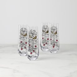 Lenox Heritage Lenox Heritage Make Merry Stemless Flute Glasses, Set of 4