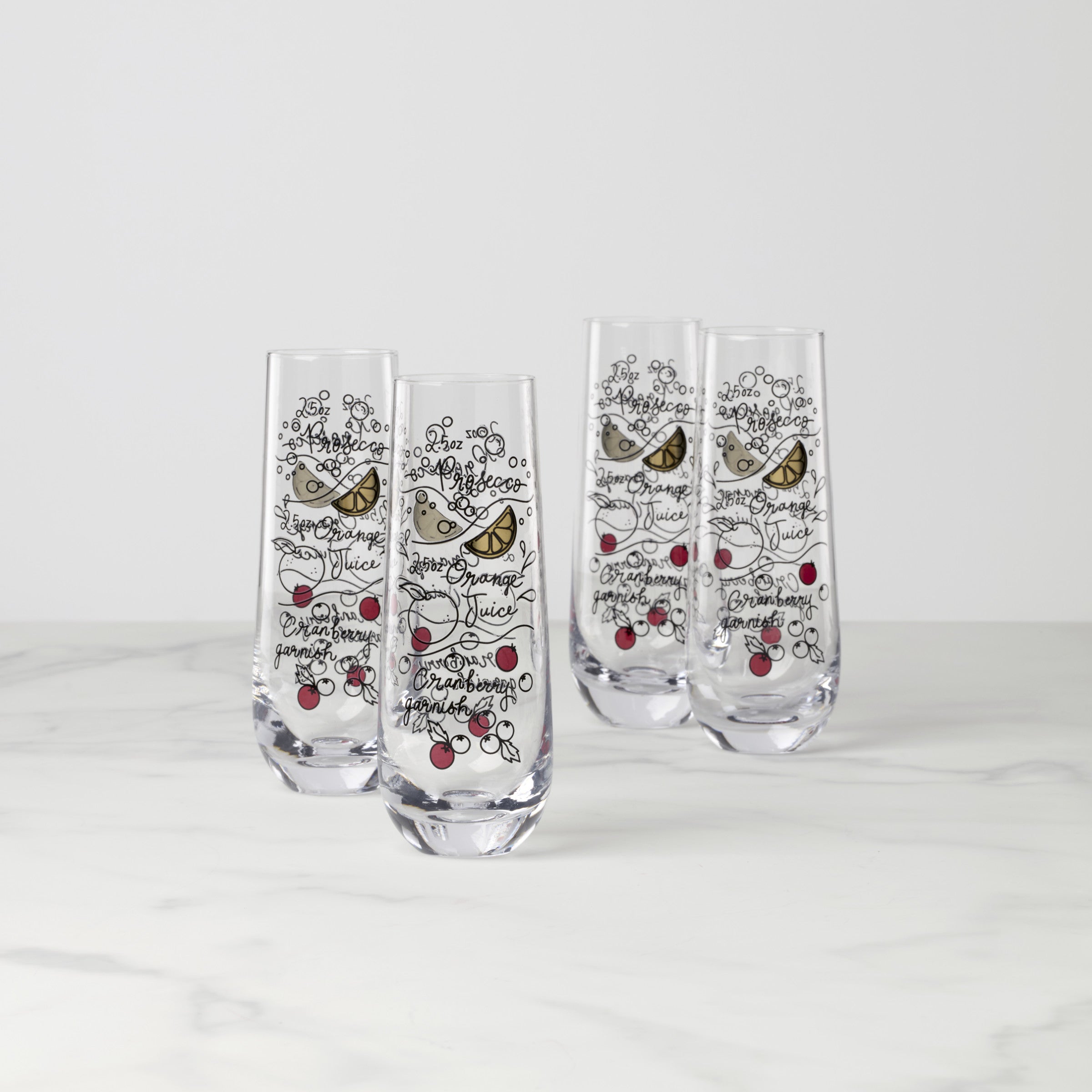 Lenox Heritage Lenox Heritage Make Merry Stemless Flute Glasses, Set of 4