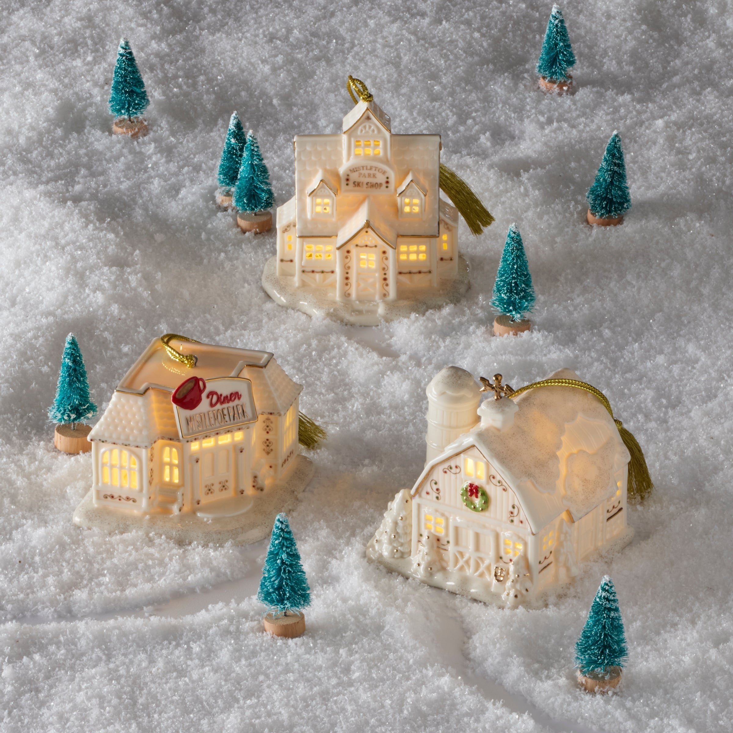 Lenox Heritage Lenox Heritage Mistletoe Park Ski Shop Lit Ornament - Image 3
