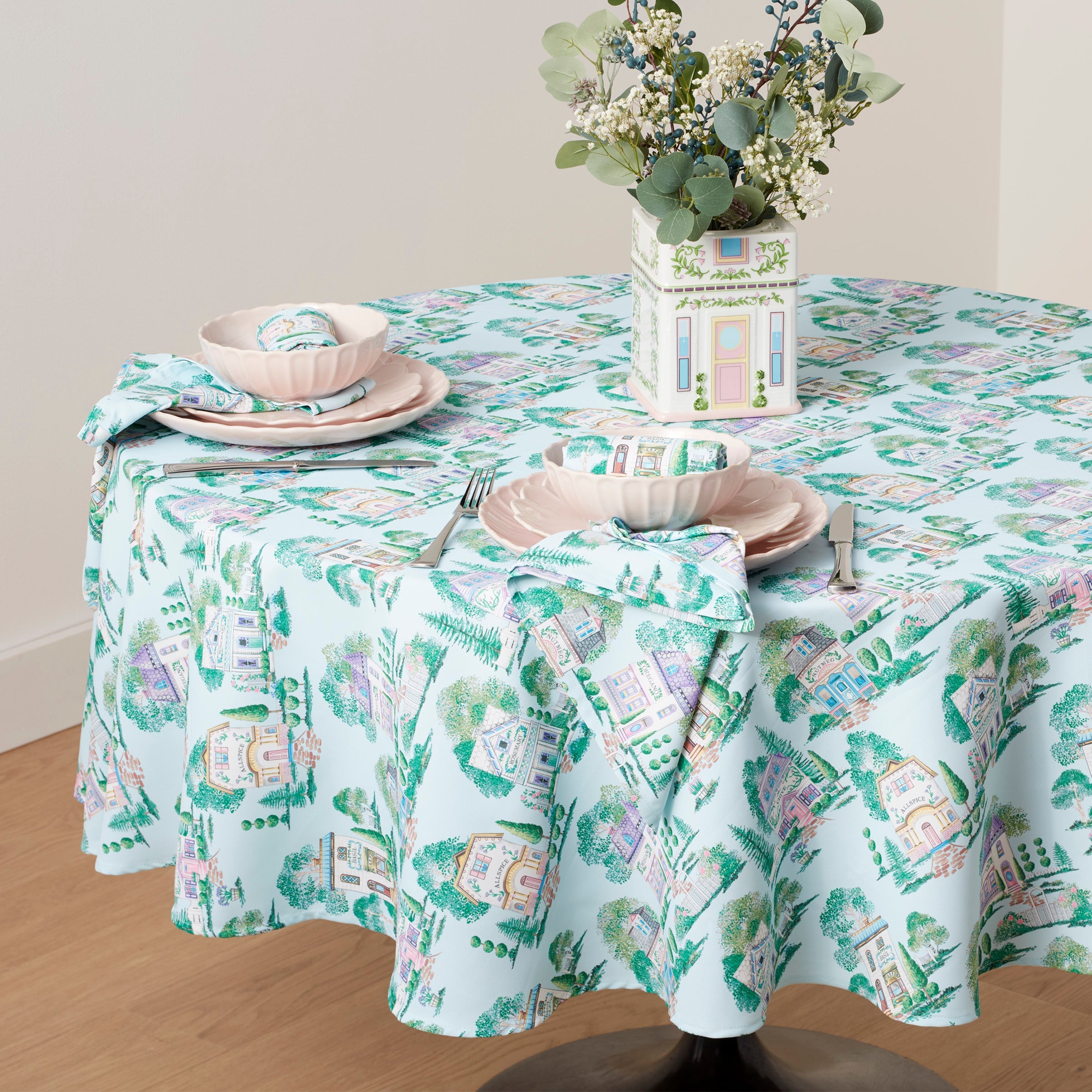 Lenox Heritage Lenox Heritage Lenox Spice Village Allover 70x70 Round Tablecloth - Image 2