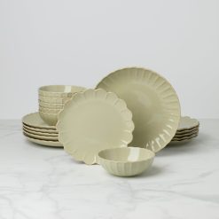 Lenox Heritage Lenox Heritage French Perle Scallop Matcha 18-Piece Dinnerware Set
