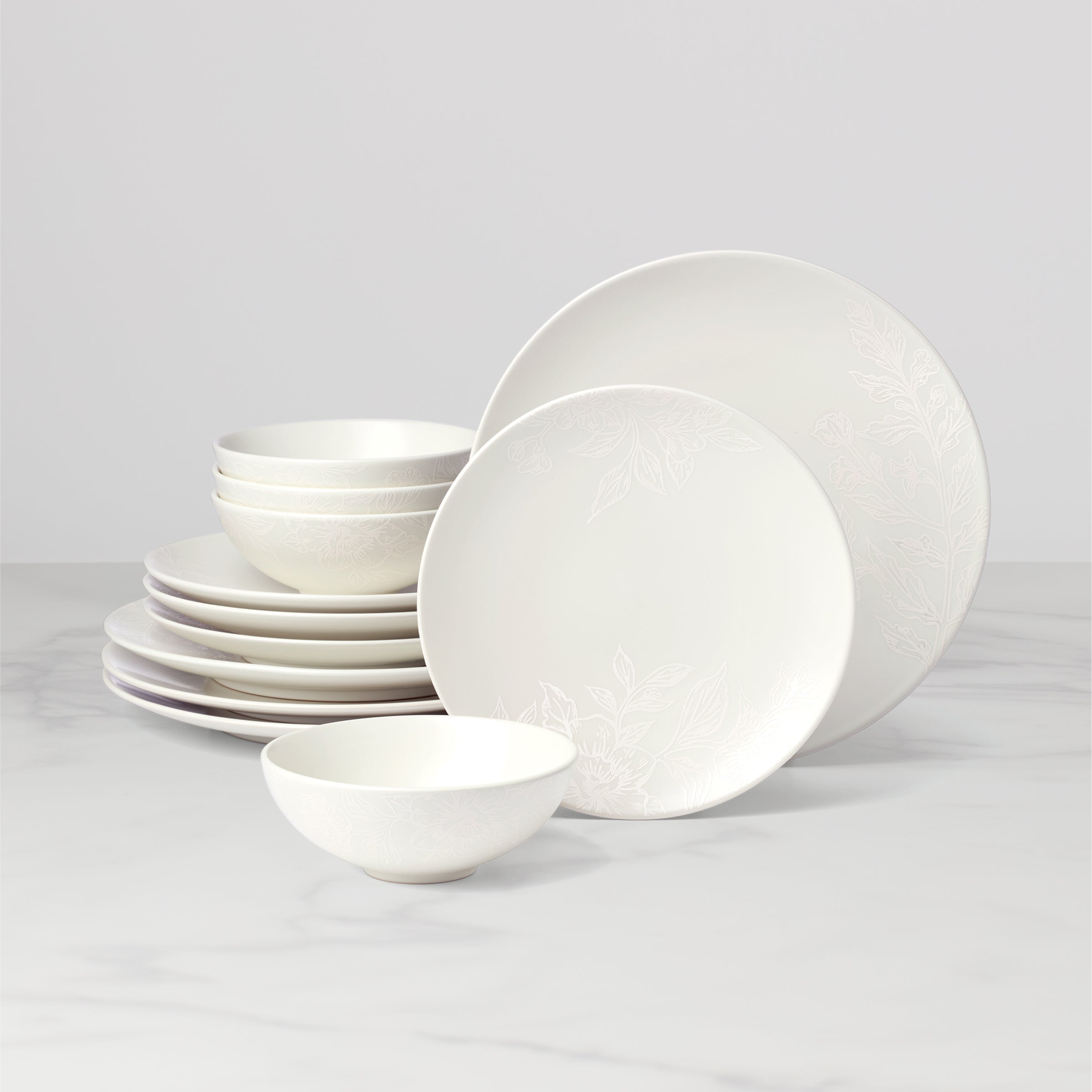 Lenox Heritage Lenox Heritage Roseto White 12-Piece Dinnerware Set