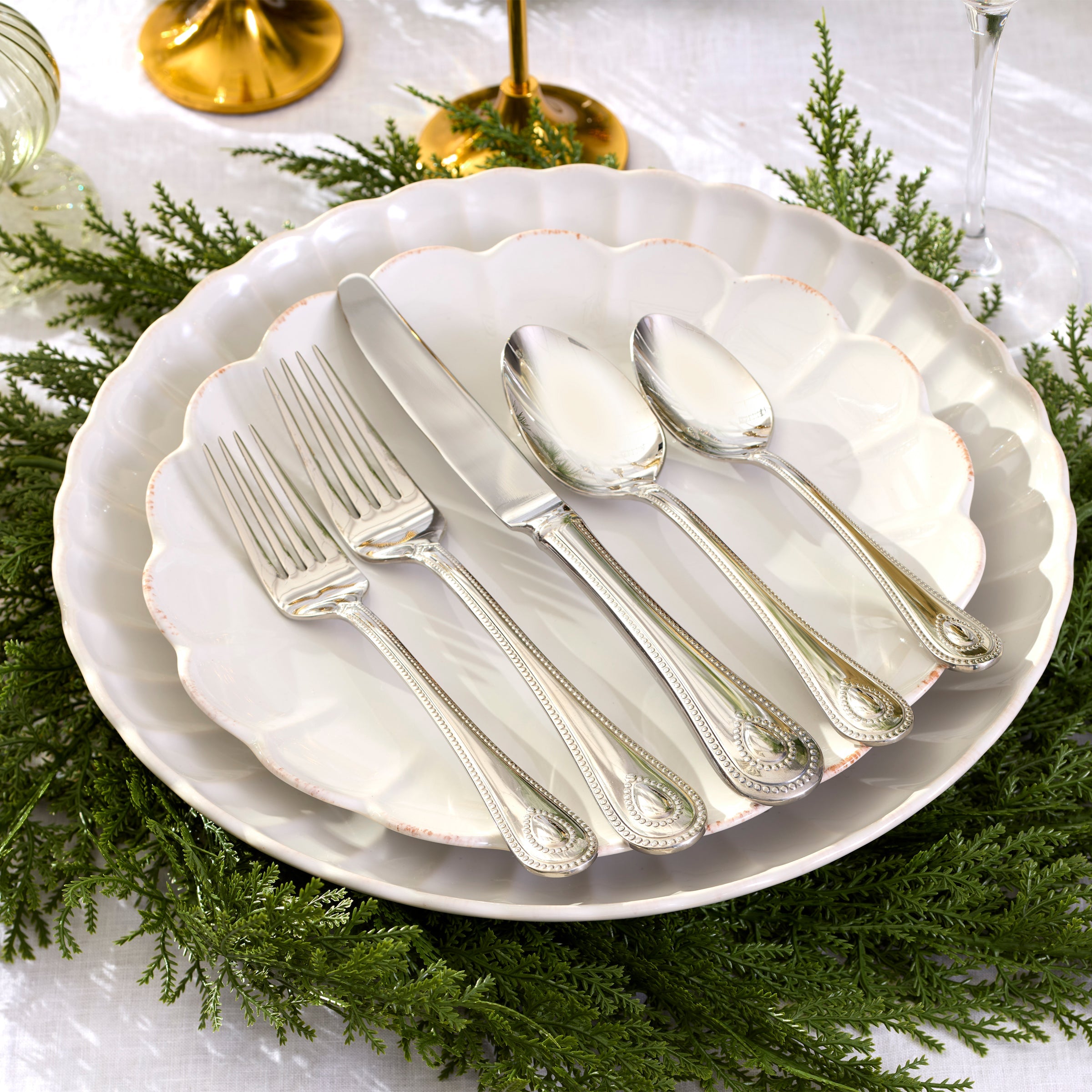 Lenox Heritage Lenox Heritage French Perle Scallop White Dinner Plates, Set of 4 - Image 7