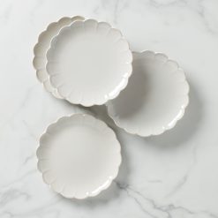 Lenox Heritage Lenox Heritage French Perle Scallop White Accent Plates, Set of 4