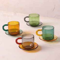 Lenox Heritage Lenox Heritage Niko Glass Espresso Cups & Saucers, Set of 4