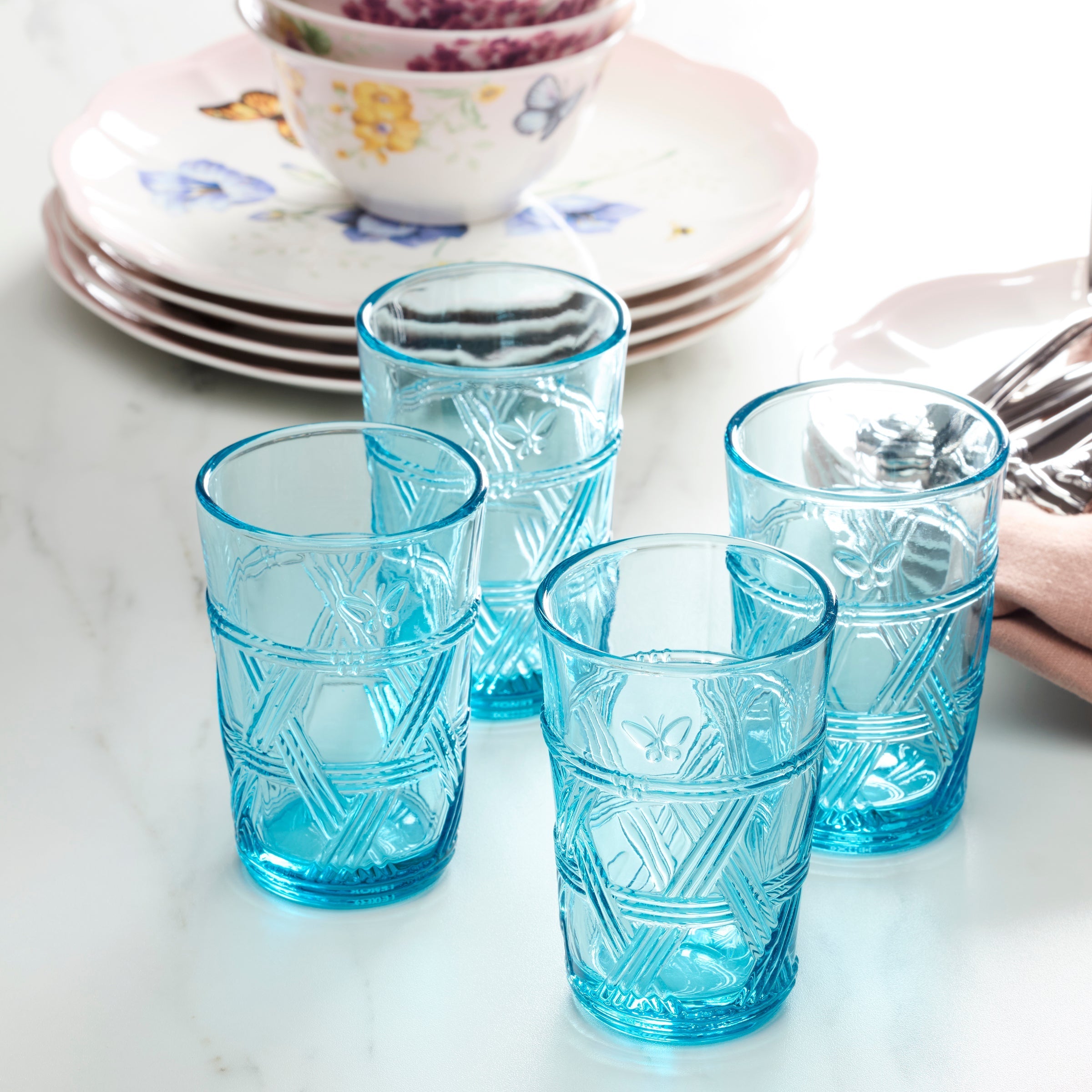 Lenox Heritage Lenox Heritage Butterfly Meadow Blue Tall Glasses, Set of 4 - Image 5