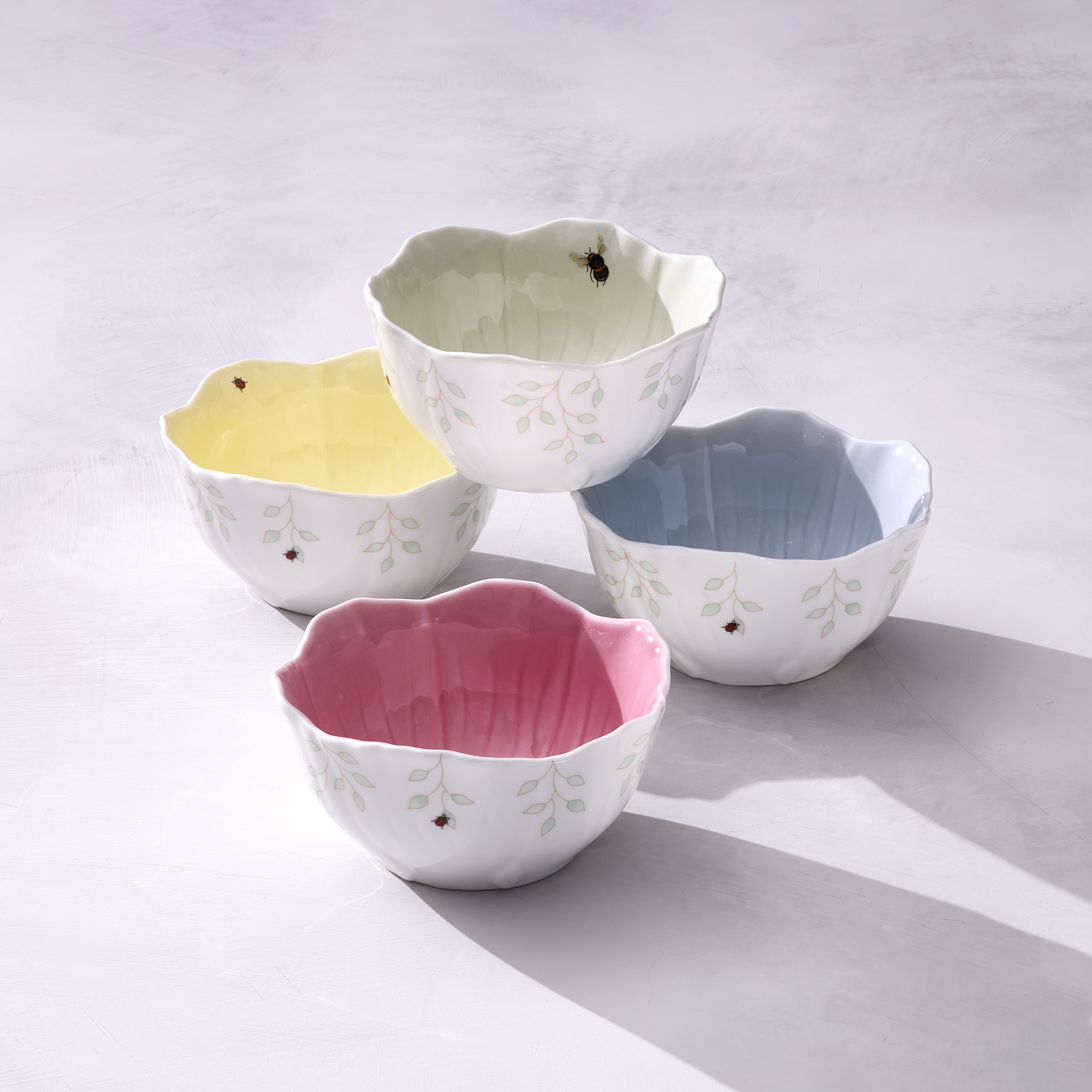 Lenox Heritage Lenox Heritage Butterfly Meadow Floral Yellow Dessert Bowls, Set of 4 - Image 3