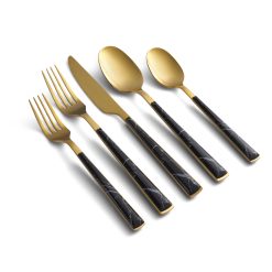 Lenox Heritage Lenox Heritage Eivin Gold with Black Marble Handle 20-Piece Flatware Set