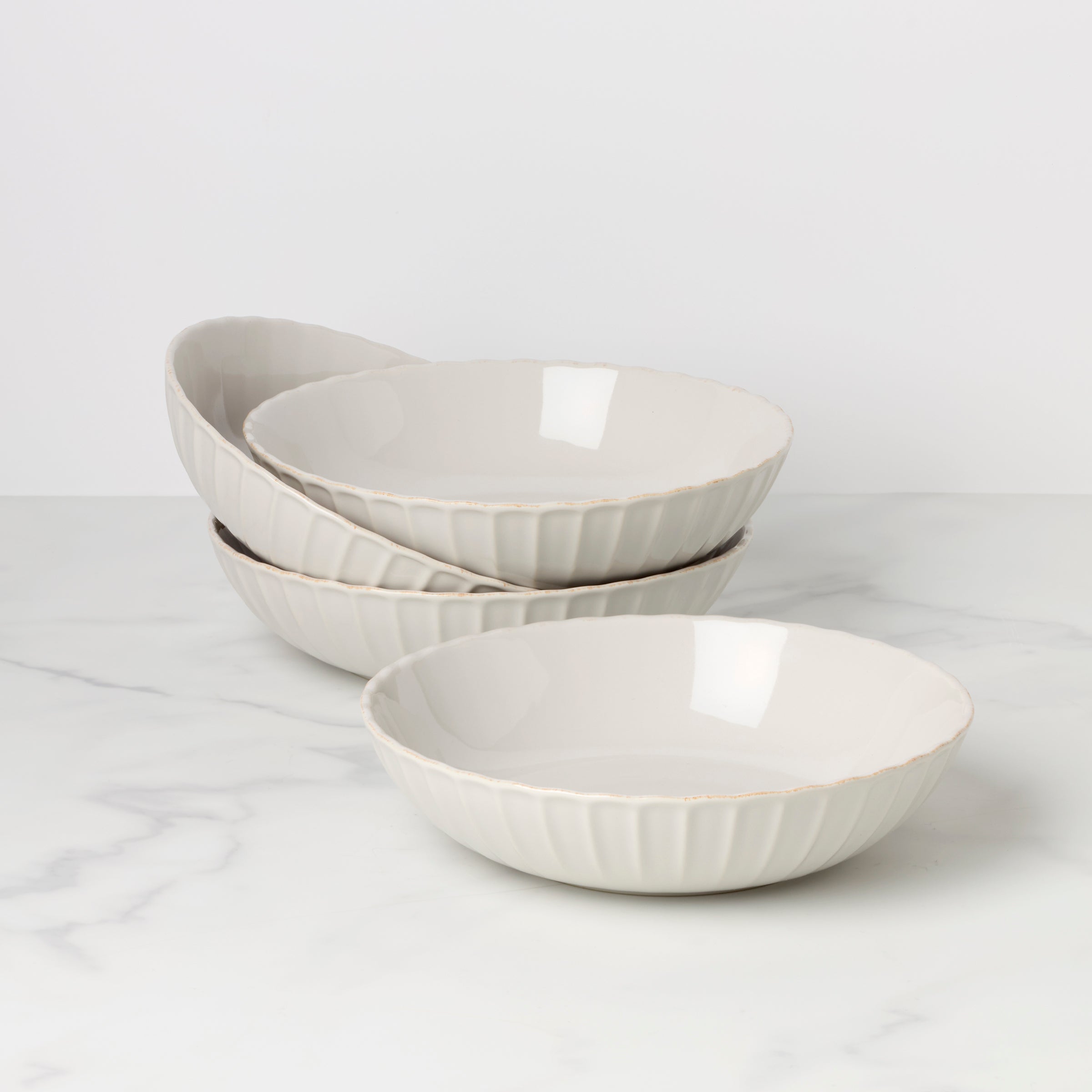 Lenox Heritage Lenox Heritage French Perle Scallop White Pasta Bowls, Set of 4