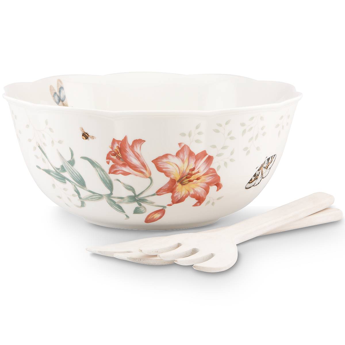 Lenox Heritage Lenox Heritage Butterfly Meadow Salad Bowl & Servers - Image 3