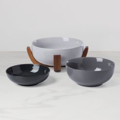 Alternative view of Lenox Heritage Lenox Heritage 24 Seven Pumice 3-Piece Nesting Bowl Set with Wood Stand