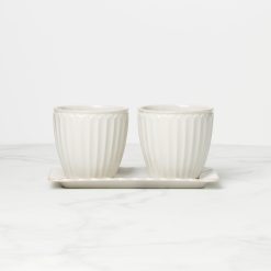 Lenox Heritage Lenox Heritage French Perle Scallop White 3-Piece Herb Pot Set