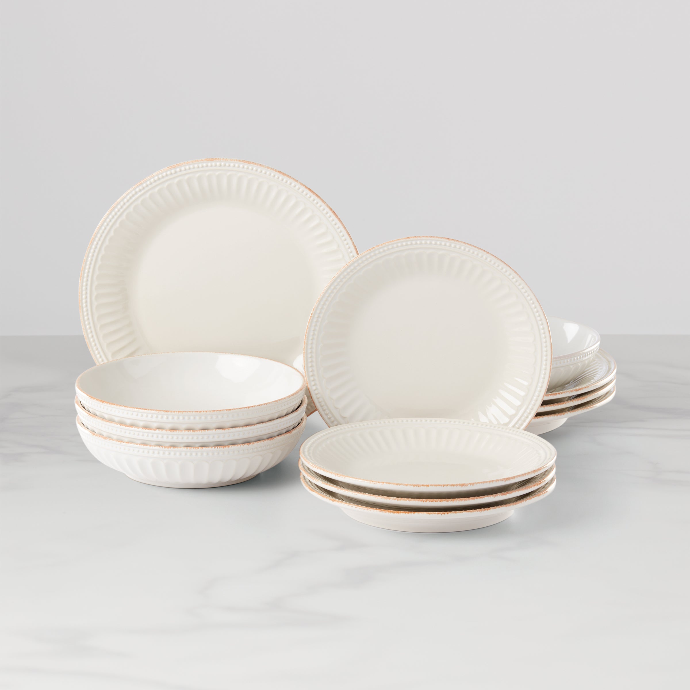 Lenox Heritage Lenox Heritage French Perle Groove White 12-Piece Dinnerware Set