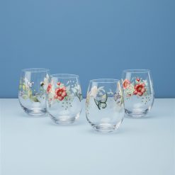 Lenox Heritage Lenox Heritage Butterfly Meadow Stemless Wine Glasses, Set of 4