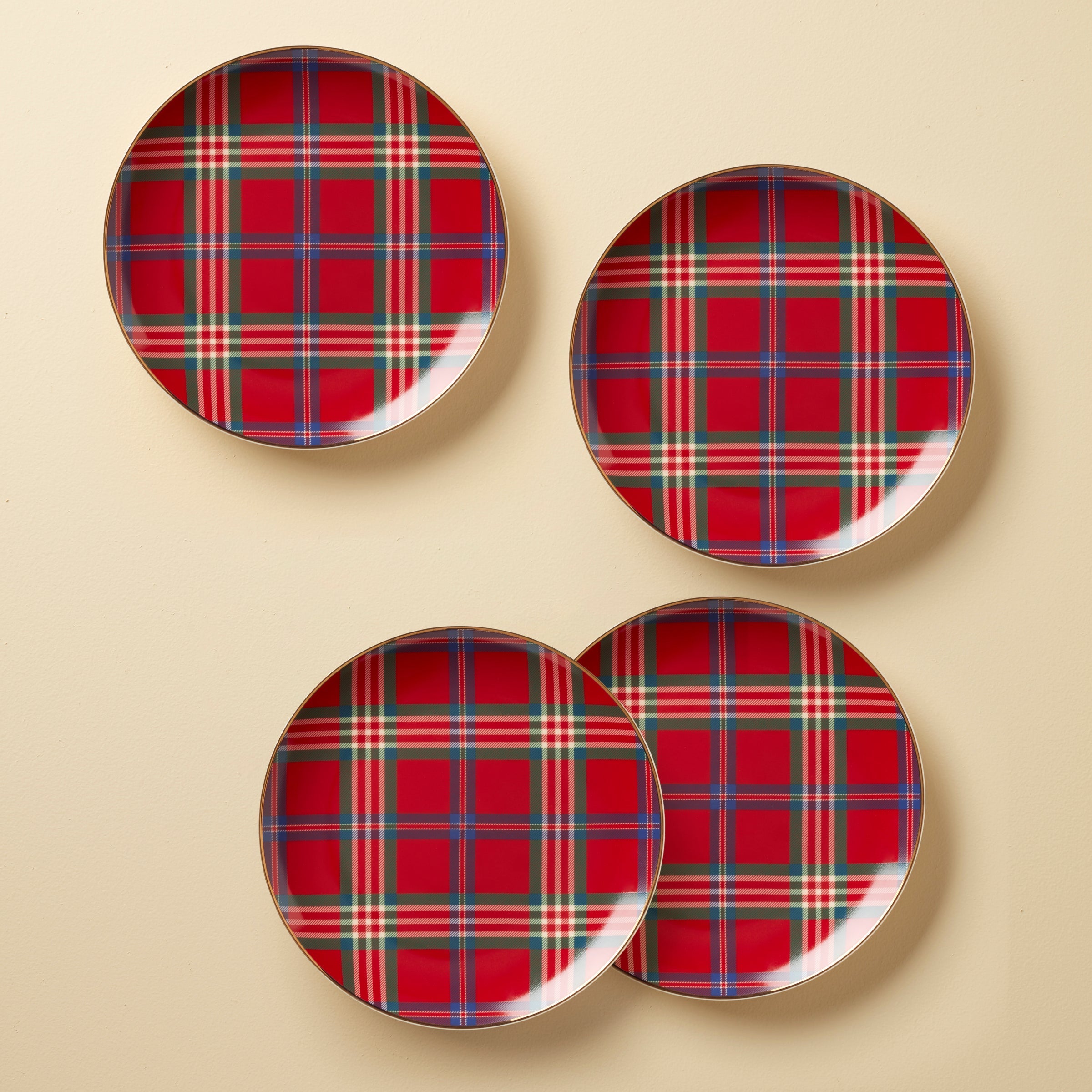 Lenox Heritage Lenox Heritage Holiday Red Tartan Accent Plates, Set of 4