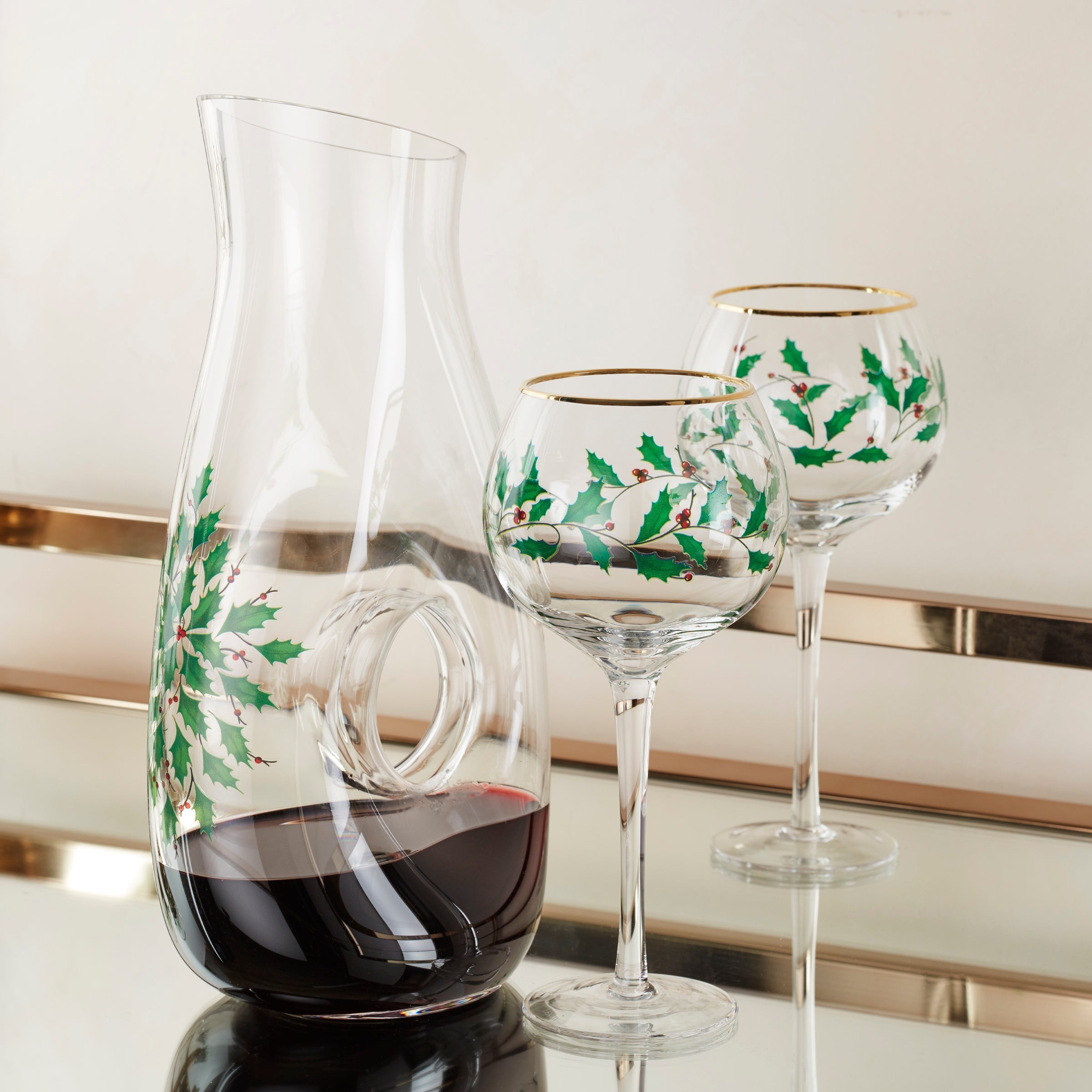 Lenox Heritage Lenox Heritage Holiday 3-Piece Decanter & Wine Glass Set - Image 4