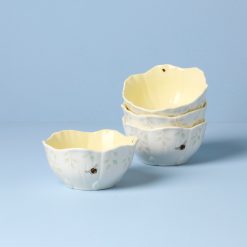 Lenox Heritage Lenox Heritage Butterfly Meadow Floral Yellow Dessert Bowls, Set of 4