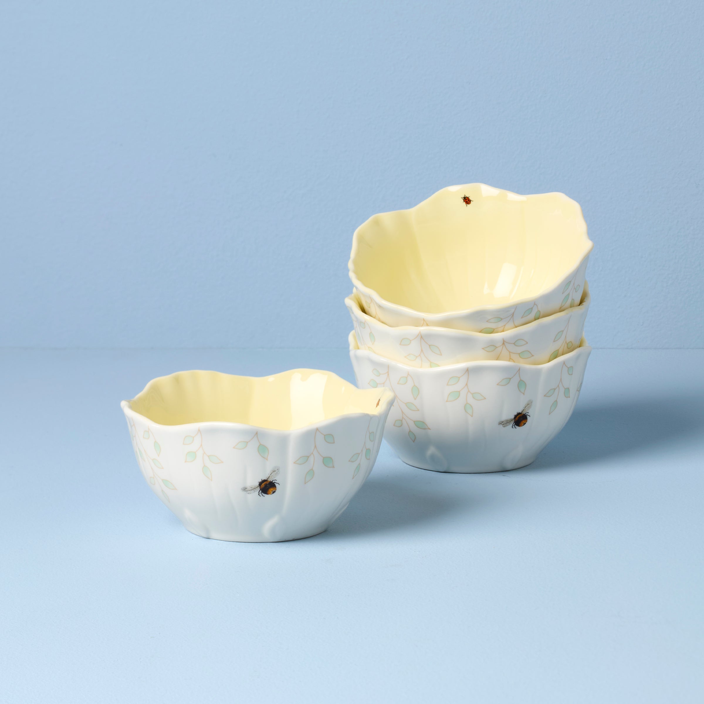 Lenox Heritage Lenox Heritage Butterfly Meadow Floral Yellow Dessert Bowls, Set of 4